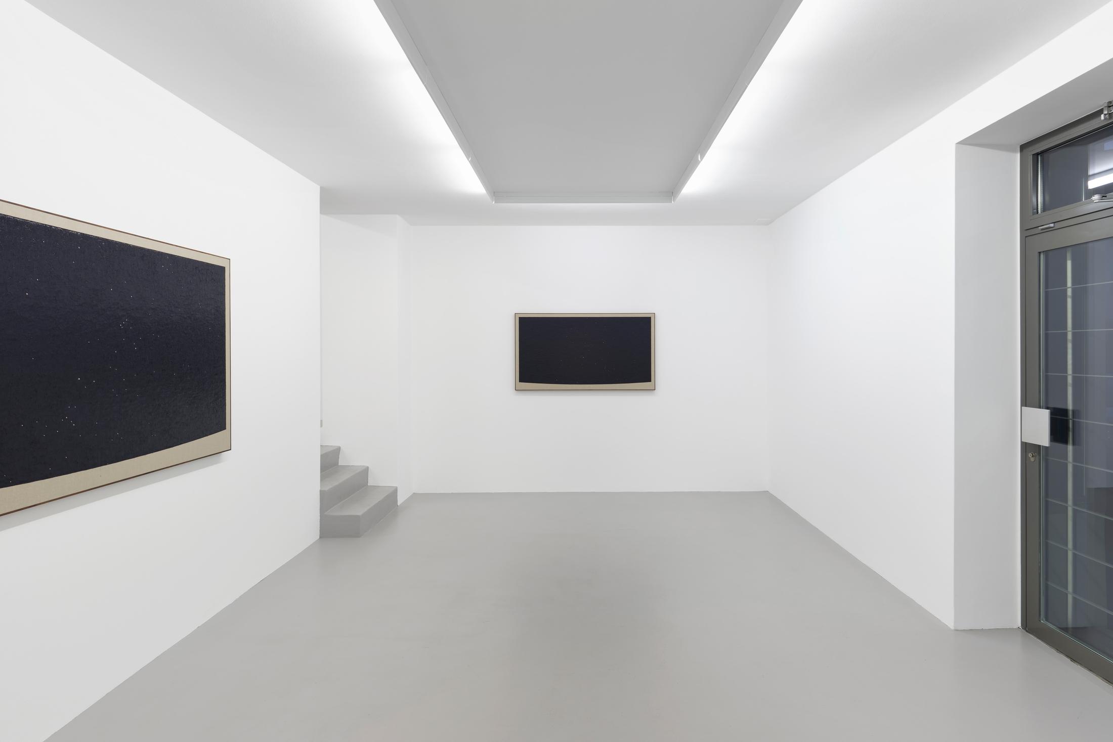 Exhibition View Paul Fägerskiöld Solo Show «Longue durée» at Exhibition View Paul Fägerskiöld Solo Show «Longue durée; view on Paul Fägerskiöld, Feldmeilen, Switzerland. Summer Solstice. Looking West before Sunrise. 23 July 3600 BC, 2022, Oil on Linen in Walnut Frame, 50 x 91 cm» at GALERIE PHILIPPZOLLLINGER, Zurich, 2022 / Photo: Conradin Frei / Courtesy: the artist and GALERIE PHILIPPZOLLLINGER, Zurich, 2022 / Photo: Conradin Frei / Courtesy: the artist and Exhibition View Paul Fägerskiöld Solo Show «Longue durée; view on Paul Fägerskiöld, Feldmeilen, Switzerland. Summer Solstice. Looking West before Sunrise. 23 July 3600 BC, 2022, Oil on Linen in Walnut Frame, 50 x 91 cm» at GALERIE PHILIPPZOLLLINGER, Zurich, 2022 / Photo: Conradin Frei / Courtesy: the artist and GALERIE PHILIPPZOLLLINGER