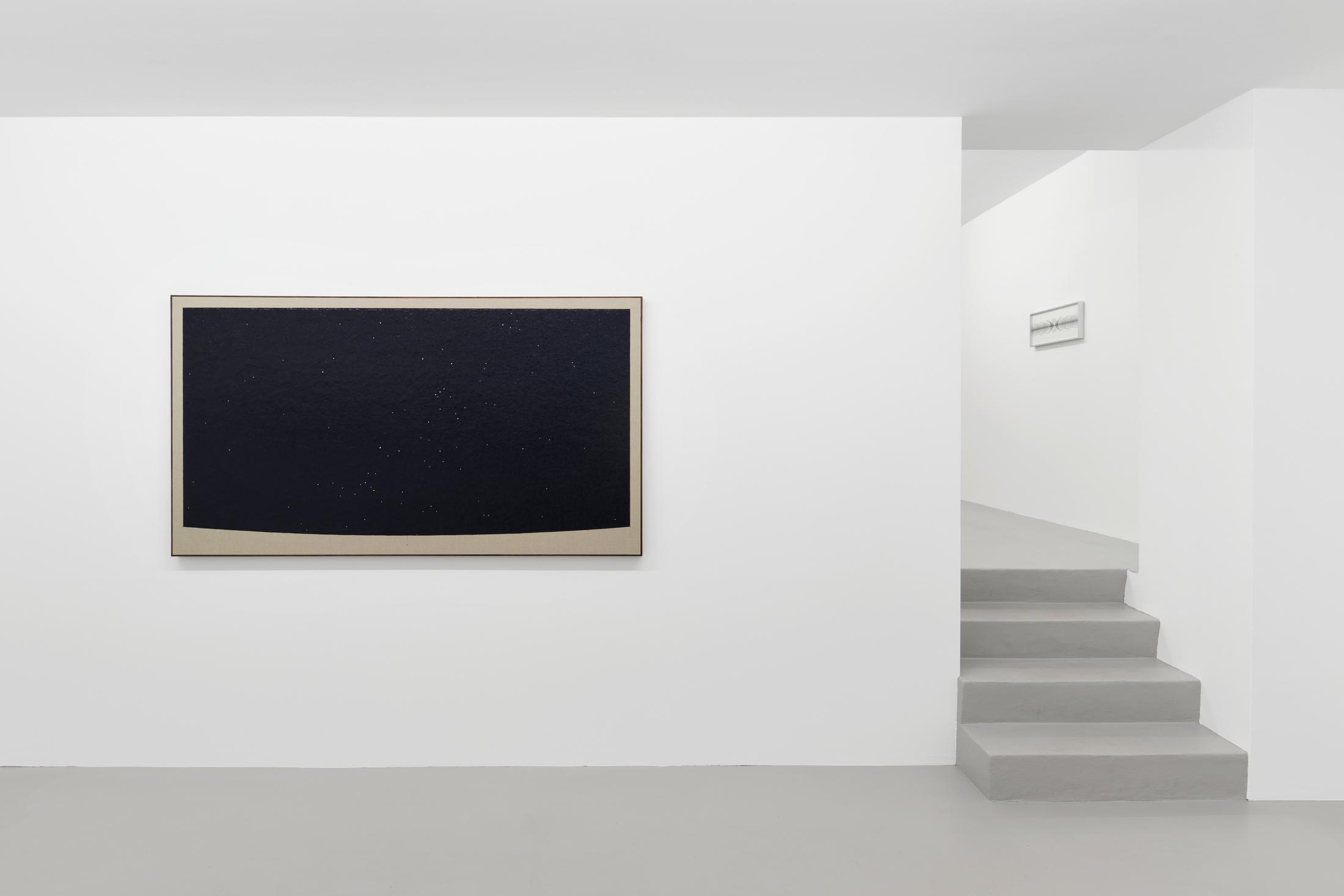 Exhibition View Paul Fägerskiöld Solo Show «Longue durée» at Exhibition View Paul Fägerskiöld Solo Show «Longue durée; view on Paul Fägerskiöld, Feldmeilen, Switzerland. Summer Solstice. Looking West before Sunrise. 23 July 3600 BC, 2022, Oil on Linen in Walnut Frame, 50 x 91 cm» at GALERIE PHILIPPZOLLLINGER, Zurich, 2022 / Photo: Conradin Frei / Courtesy: the artist and GALERIE PHILIPPZOLLLINGER, Zurich, 2022 / Photo: Conradin Frei / Courtesy: the artist and Exhibition View Paul Fägerskiöld Solo Show «Longue durée; view on Paul Fägerskiöld, Feldmeilen, Switzerland. Summer Solstice. Looking West before Sunrise. 23 July 3600 BC, 2022, Oil on Linen in Walnut Frame, 50 x 91 cm» at GALERIE PHILIPPZOLLLINGER, Zurich, 2022 / Photo: Conradin Frei / Courtesy: the artist and GALERIE PHILIPPZOLLLINGER