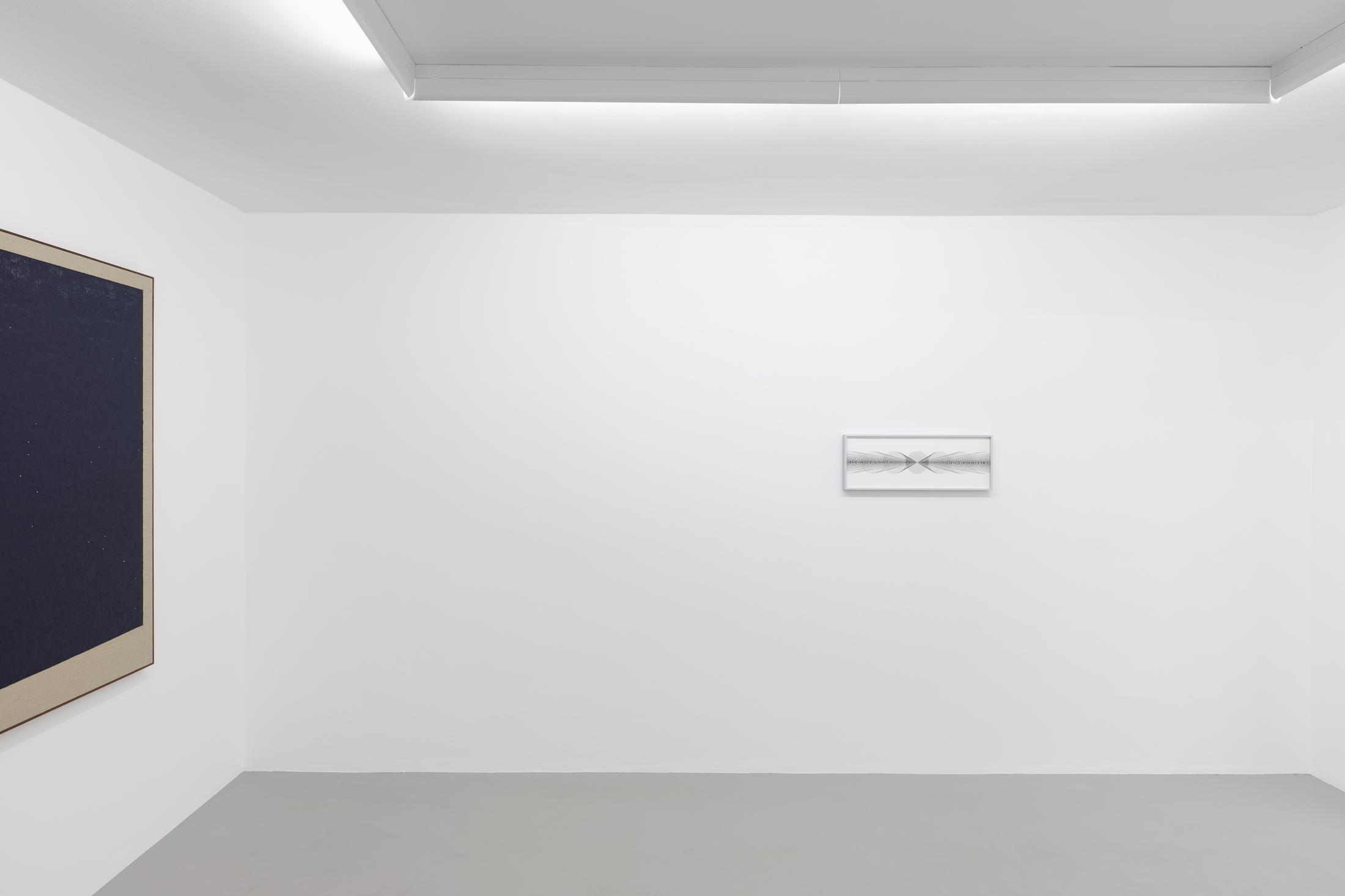 Exhibition View Paul Fägerskiöld Solo Show «Longue durée» at Exhibition View Paul Fägerskiöld Solo Show «Longue durée; view on Paul Fägerskiöld, Feldmeilen, Switzerland. Summer Solstice. Looking West before Sunrise. 23 July 3600 BC, 2022, Oil on Linen in Walnut Frame, 50 x 91 cm» at GALERIE PHILIPPZOLLLINGER, Zurich, 2022 / Photo: Conradin Frei / Courtesy: the artist and GALERIE PHILIPPZOLLLINGER, Zurich, 2022 / Photo: Conradin Frei / Courtesy: the artist and Exhibition View Paul Fägerskiöld Solo Show «Longue durée; view on Paul Fägerskiöld, Feldmeilen, Switzerland. Summer Solstice. Looking West before Sunrise. 23 July 3600 BC, 2022, Oil on Linen in Walnut Frame, 50 x 91 cm» at GALERIE PHILIPPZOLLLINGER, Zurich, 2022 / Photo: Conradin Frei / Courtesy: the artist and GALERIE PHILIPPZOLLLINGER