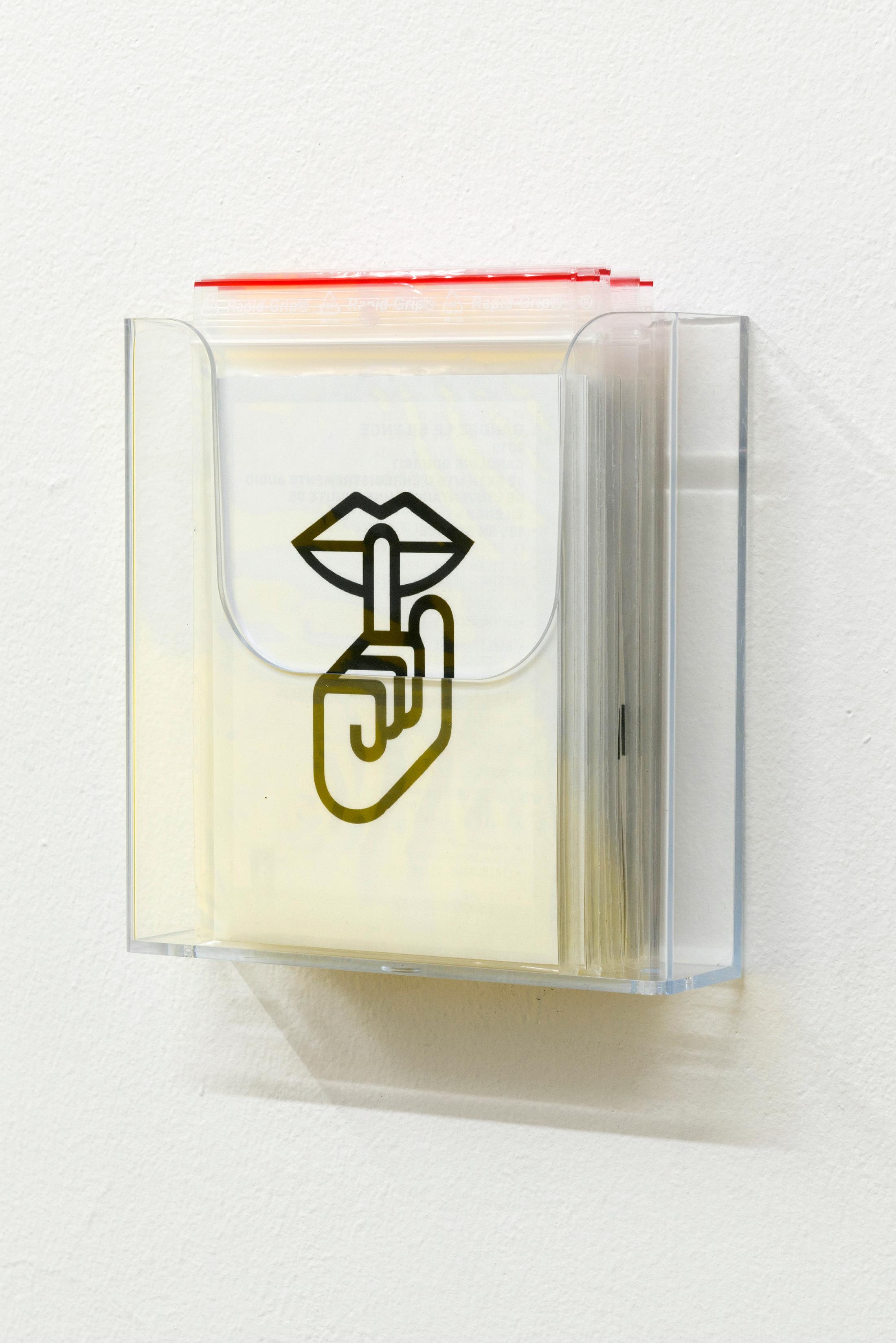 Exhibition View Groupshow «Peinture Jaune; view on Caroline Bourrit, Gardez le silence / Keep silence, 2019» at Sattelkammer, Bern / Photo: Samuel Rauber / Courtesy: the artist and Sattelkammer, Bern