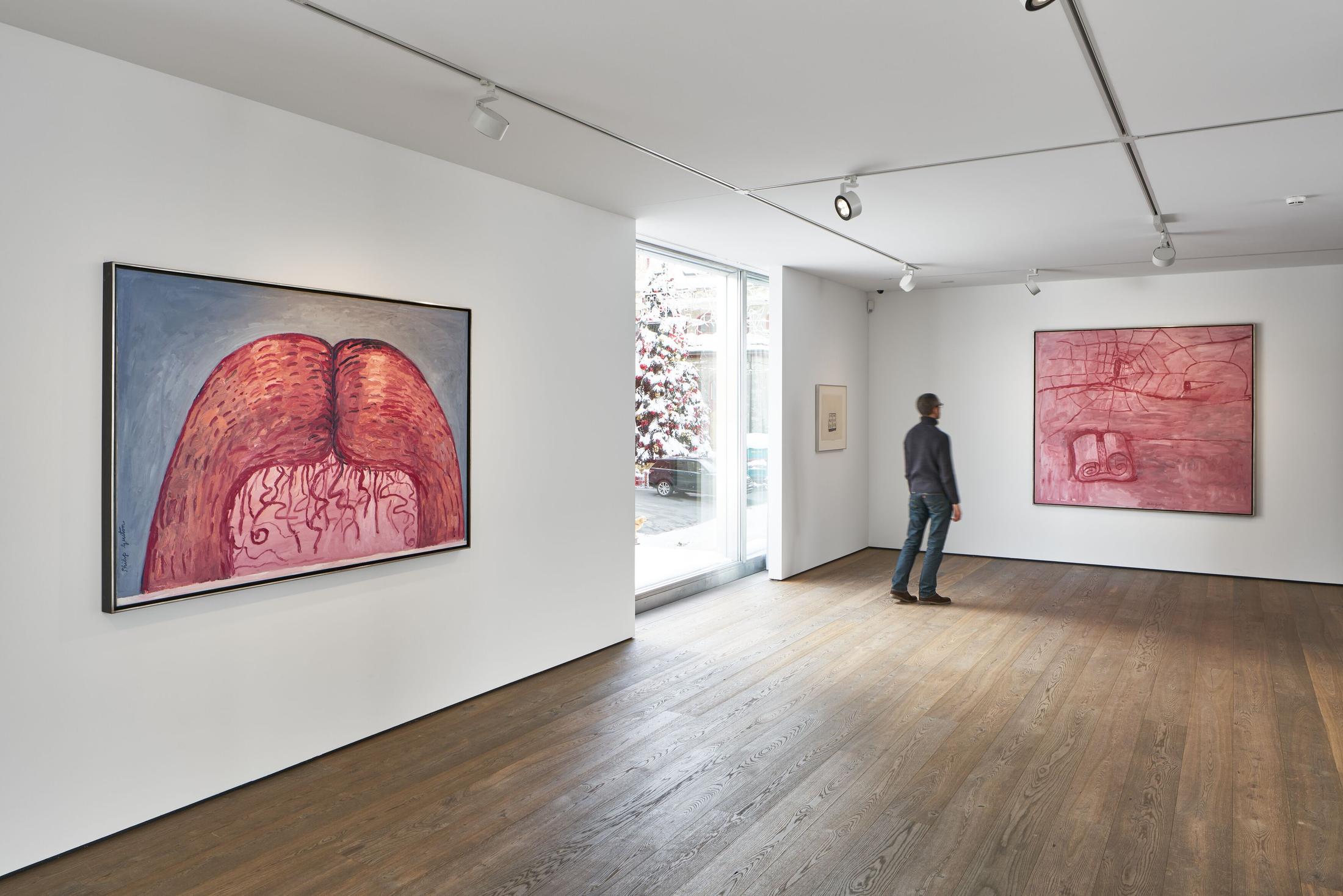 Exhibition View Philip Guston Solo Show «Transformation» at Hauser & Wirth, St. Moritz, 2020 / © The Estate of Philip Guston / Photo: Jon Etter / Courtesy: the Estate and Hauser & Wirth