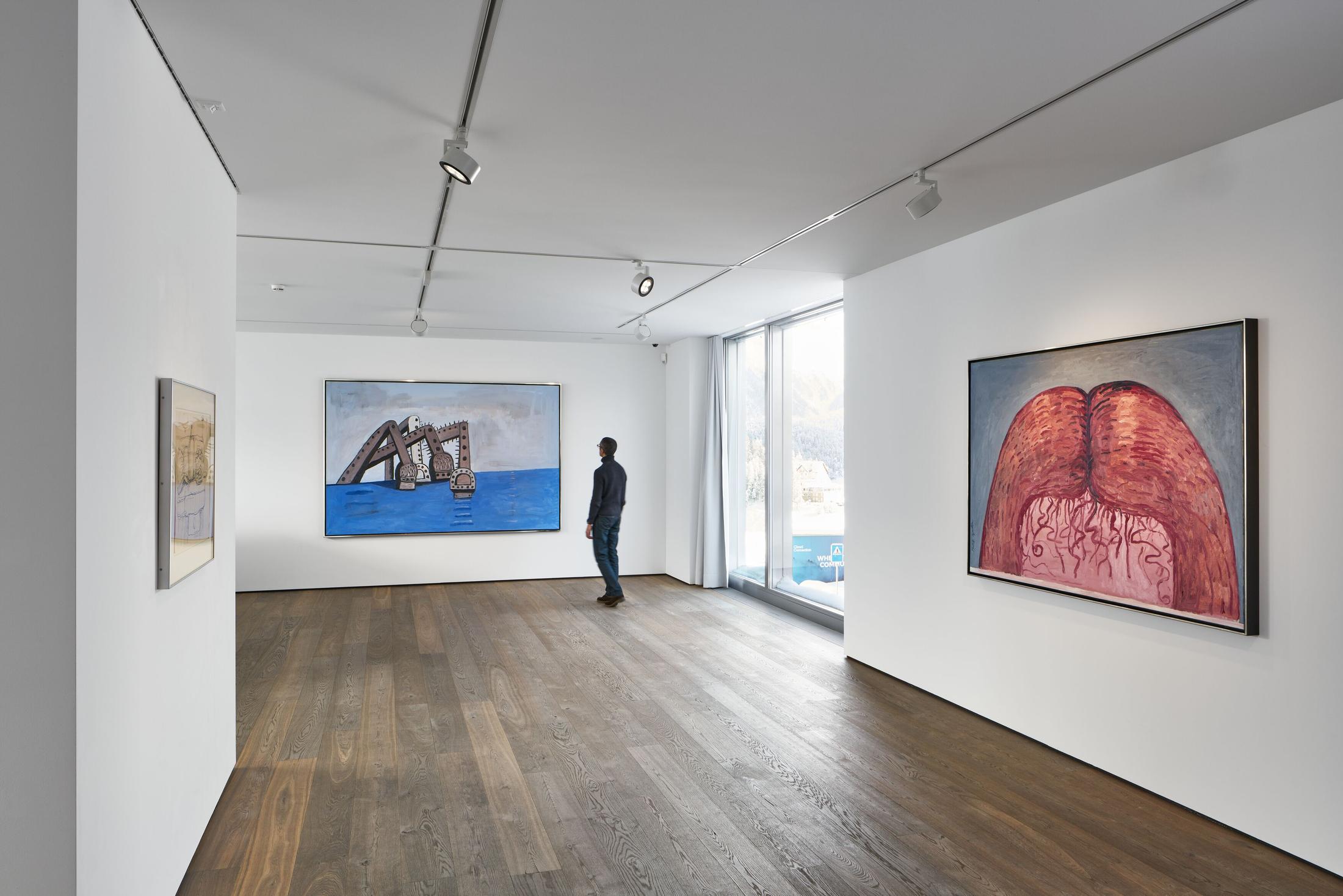 Exhibition View Philip Guston Solo Show «Transformation» at Hauser & Wirth, St. Moritz, 2020 / © The Estate of Philip Guston / Photo: Jon Etter / Courtesy: the Estate and Hauser & Wirth