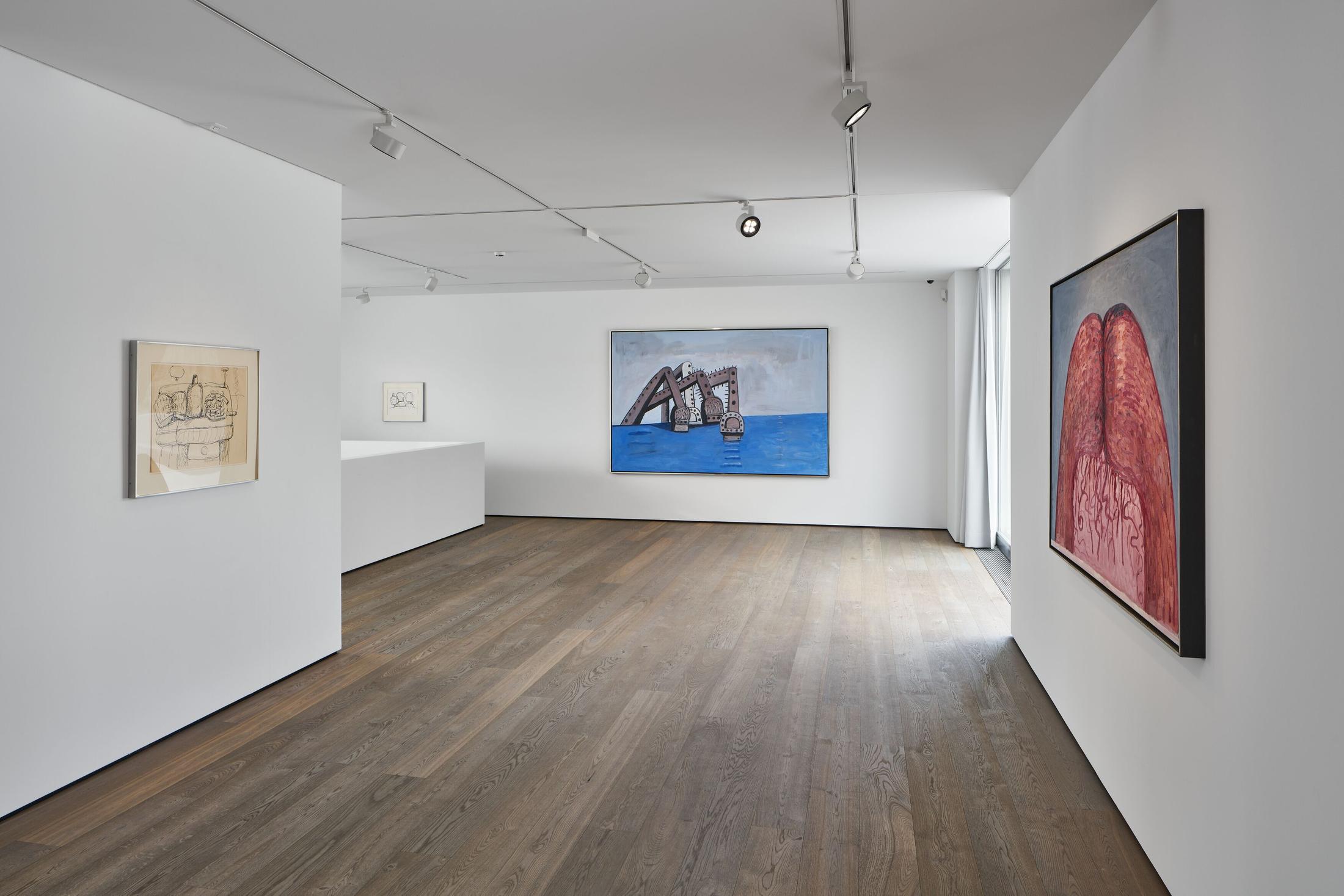 Exhibition View Philip Guston Solo Show «Transformation» at Hauser & Wirth, St. Moritz, 2020 / © The Estate of Philip Guston / Photo: Jon Etter / Courtesy: the Estate and Hauser & Wirth