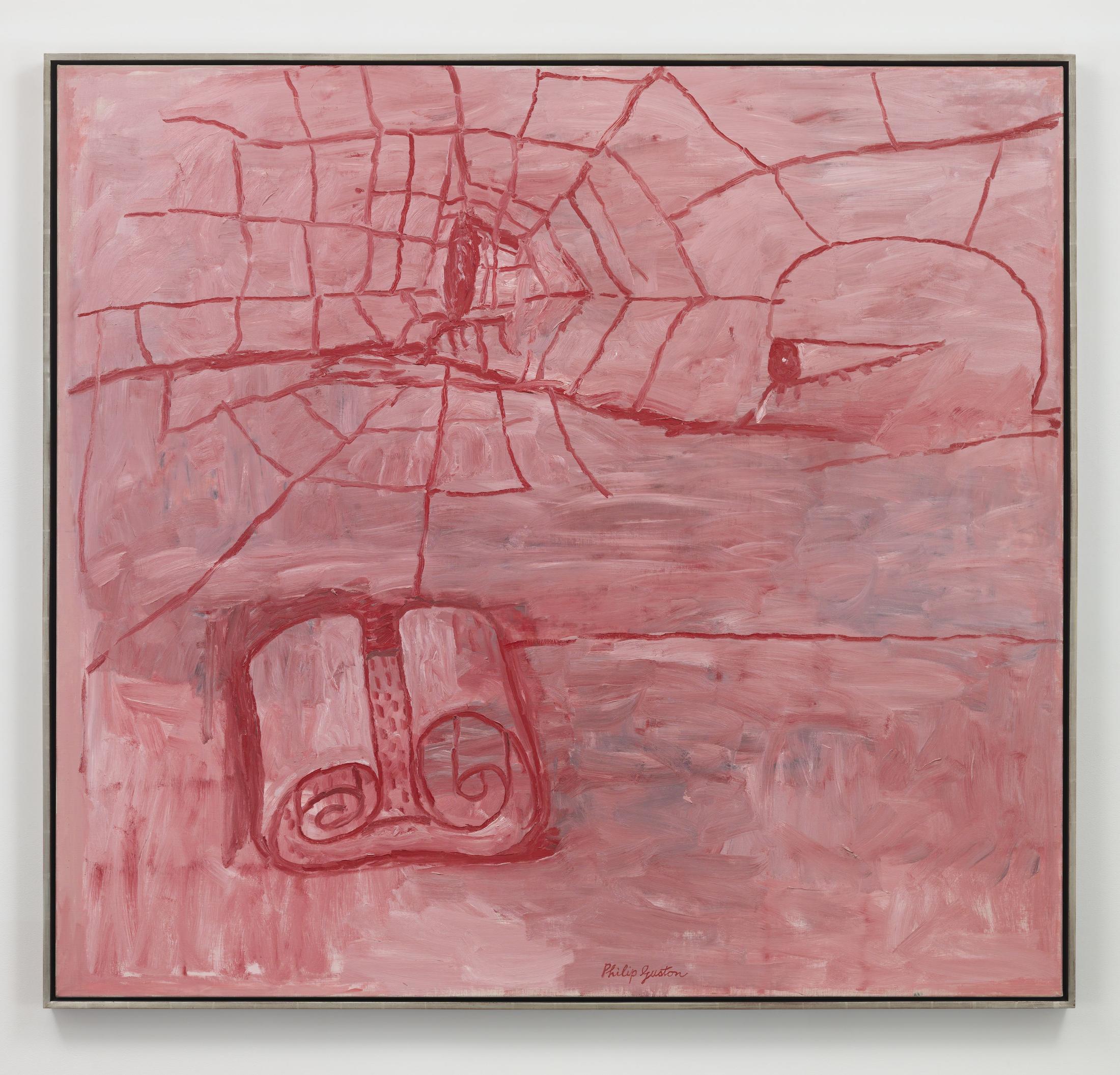 Exhibition View Philip Guston Solo Show «Transformation; view on Philip Guston, The Poet, 1975, Oil on canvas, 174.8 x 188.8 x 2.5 cm» at Hauser & Wirth, St. Moritz, 2020 / © The Estate of Philip Guston / Photo: Genevieve Hanson / Courtesy: the Estate and Hauser & Wirth