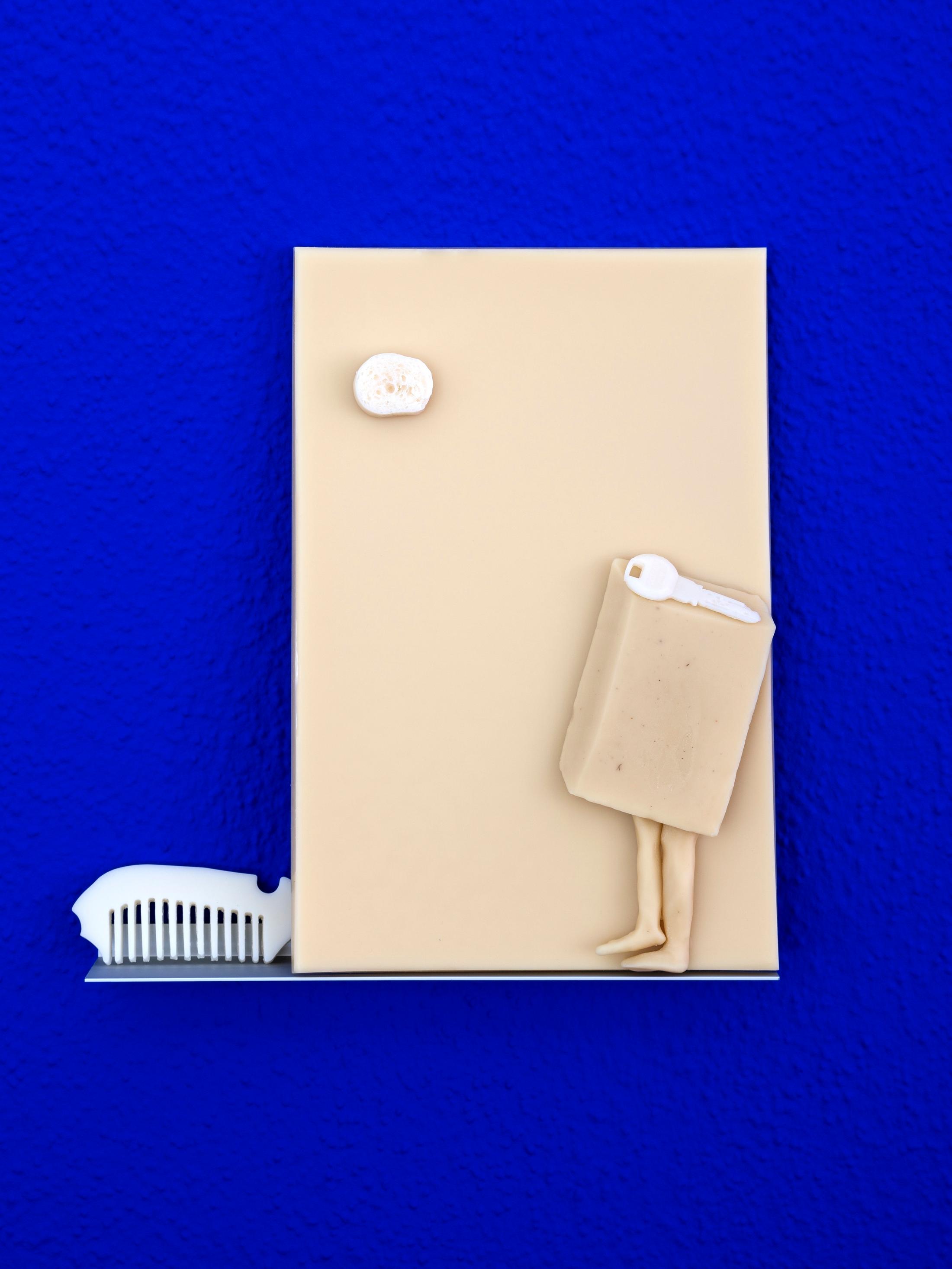 Exhibition View Philip Ortelli and Sandar Tun Tun Duo Show «Casting Shades at New Moon; view on Philip Ortelli, Tie'em to a fence post (Rights for gays, oh yeah), 2021» at KRONE COURONNE, Biel, 2021 / Photo: James Bantone / Courtesy: artists and KRONE COURONNE Biel