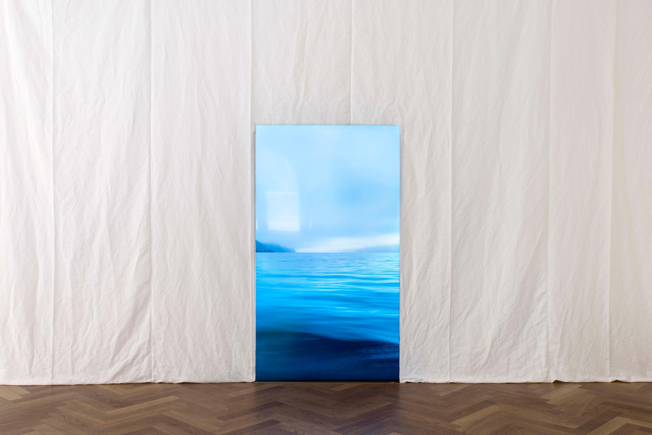 Exhibition View Philip Ortelli and Sandar Tun Tun Duo Show «Casting Shades at New Moon; view on Philip Ortelli, Bad Weather and Class Struggle, Vertical 4k-video, silent animation with quote by Richard Siken, 2021» at KRONE COURONNE, Biel, 2021 / Photo: James Bantone / Courtesy: artists and KRONE COURONNE Biel