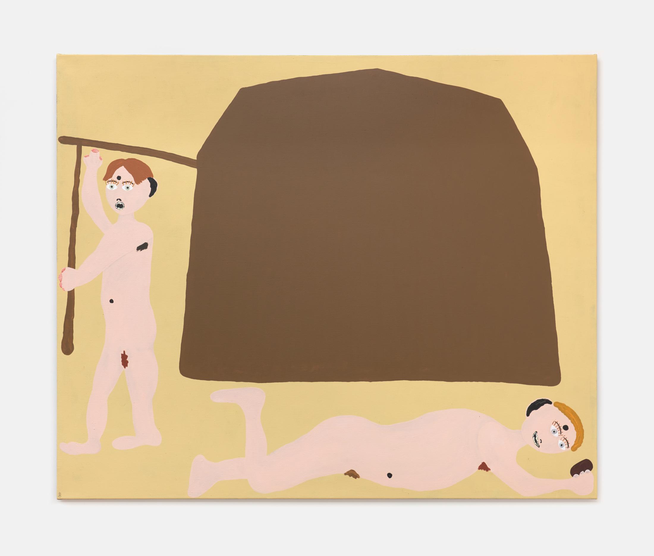 Exhibition View Philipp Schwalb Soloshow «O  Ich T ; view on Das Chaletzelt der verschiedenen Leben oder Wie die drei Philosophen Ihren Sinn in der Wüste suchen, 2019» at Kirchgasse, Steckborn / Courtesy: the artist and Kirchgasse