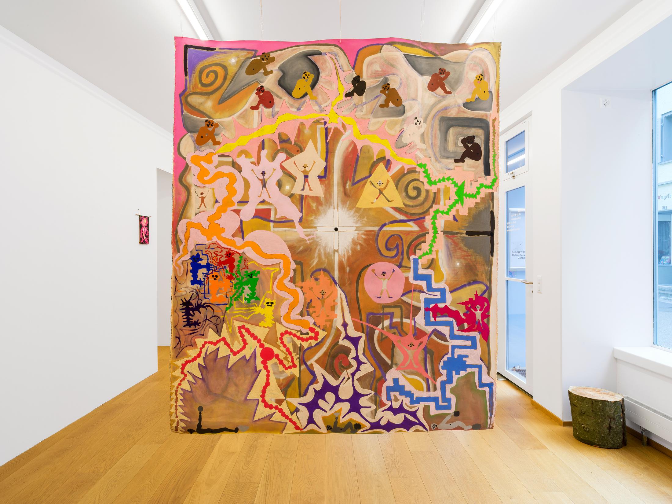 Exhibition View Philipp Schwalb Solo Show «DIE GIFT BORN; view on Philipp Schwalb, Ich turn mein inside out and mein outside in (back), 2021» at Kirchgasse Gallery, Steckborn, 2021 / Photo: CE / Courtesy: the artist and Kirchgasse Gallery