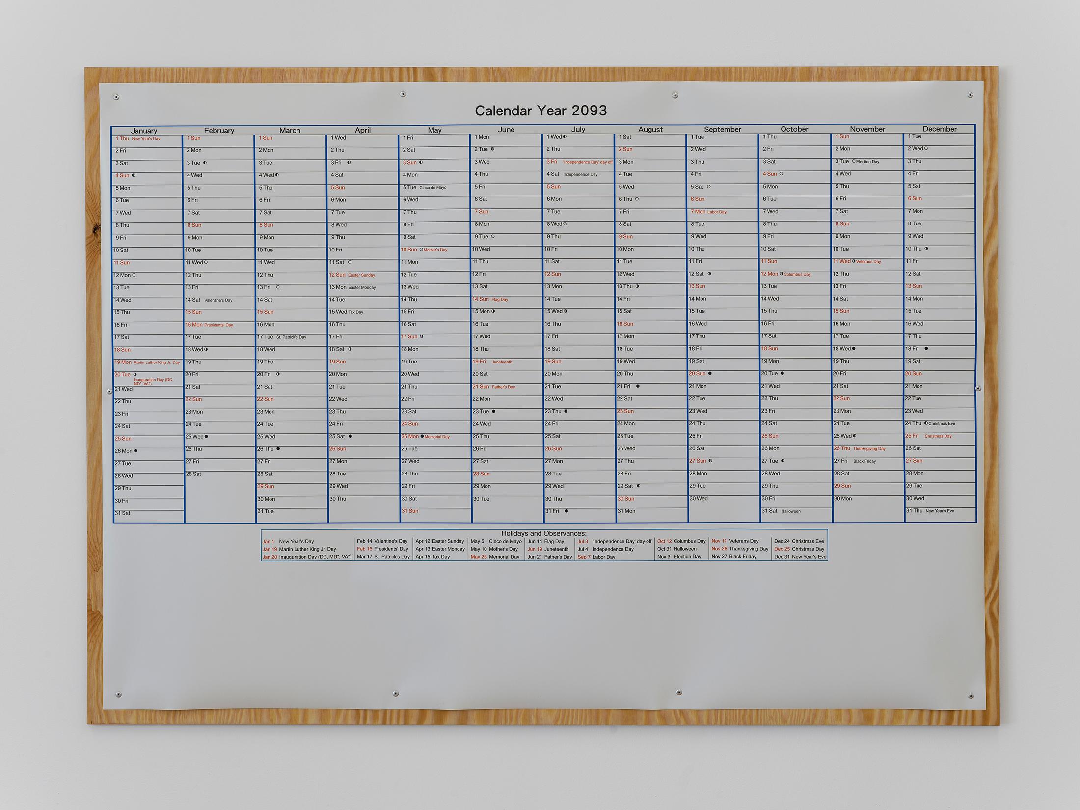 Exhibition View Philipp Simon Solo Show «Incomplete Nature; view on Philipp Simon, Year 2093, UV Print, Paper, Wood, Rivets, 122 × 89 cm, 2022» at Kirchgasse Gallery, Steckborn, 2022 / Photo: Cedric Mussano / Courtesy: the artist and Kirchgasse Gallery