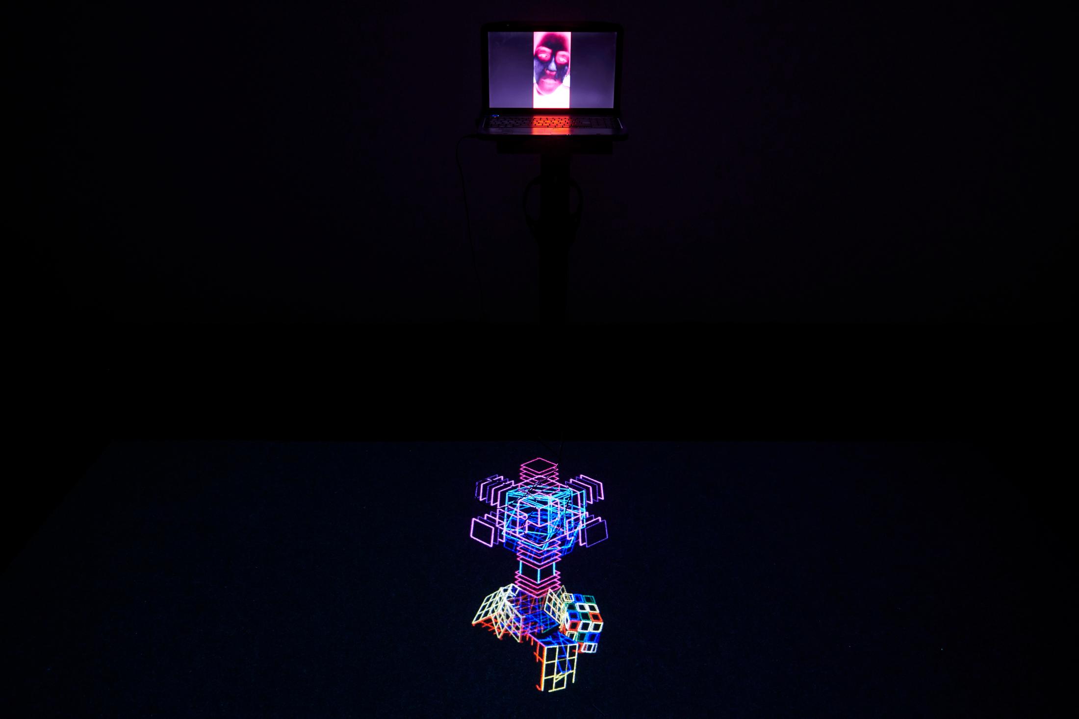 Exhibition View Groupshow «Plattform20; view on Laila Torres Mendieta, A Viral Poem / To Destroy a World – (through) – The Scales of Everything, 2015-2020, Video installation» at Fri Art, Fribourg, 2020 / Photo: © Guillaume Python / Courtesy: the artists and Fri Art