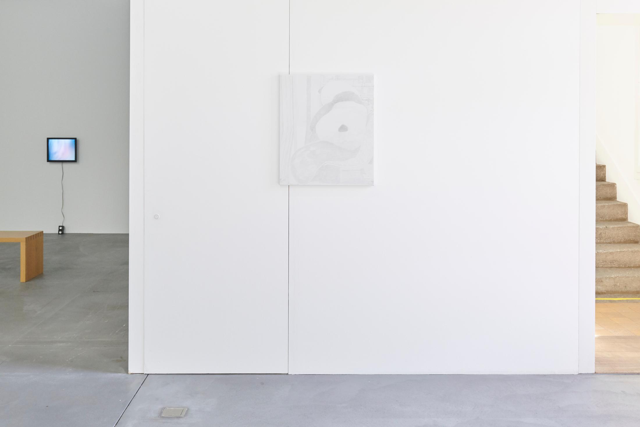 Exhibition View Groupshow «Plattform20; view on Melanie Akeret, Untitled, 2020, Pencils on canvas, 70 × 60cm» at Fri Art, Fribourg, 2020 / Photo: © Guillaume Python / Courtesy: the artists and Fri Art