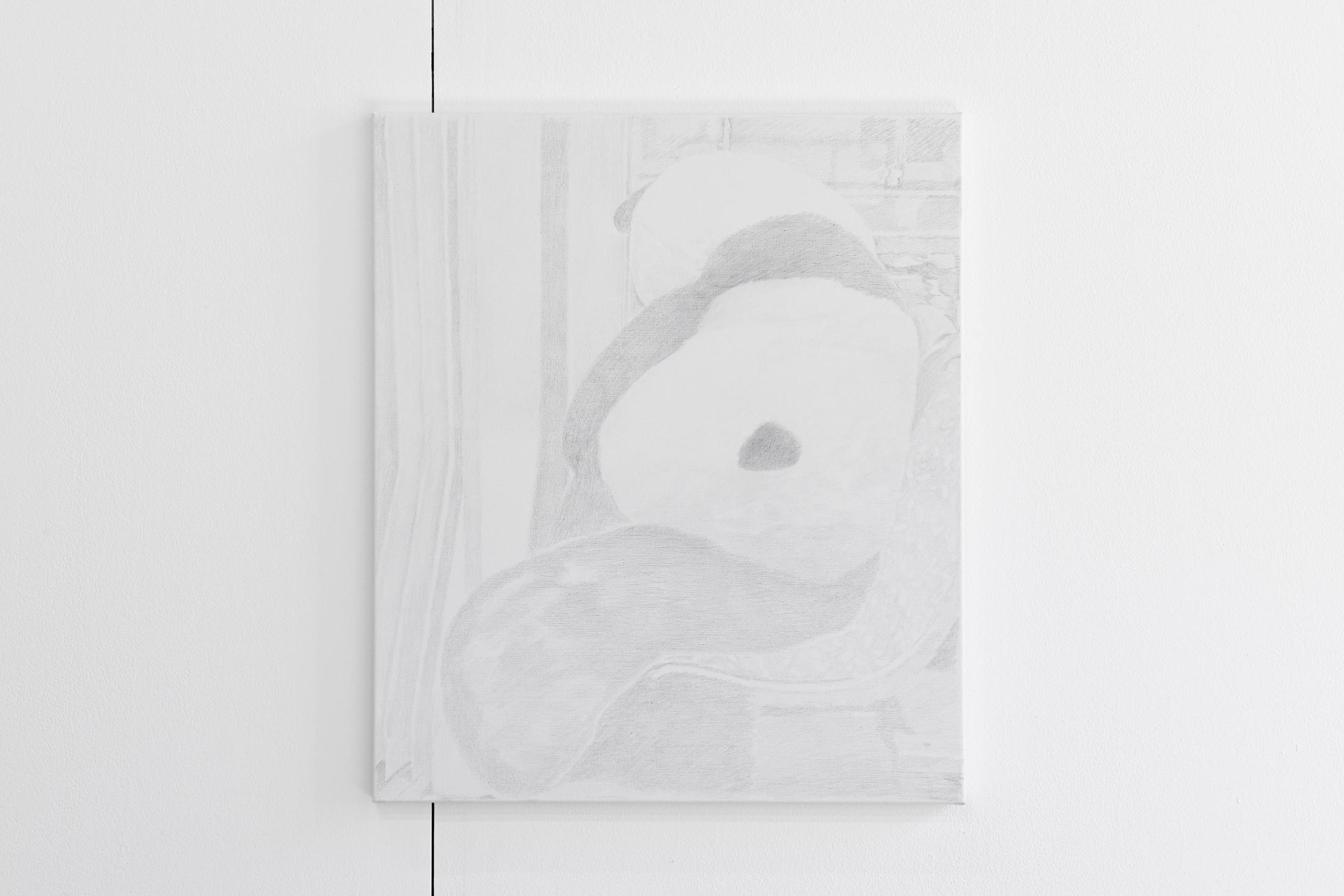 Exhibition View Groupshow «Plattform20; view on Melanie Akeret, Untitled, 2020, Pencils on canvas, 70 × 60cm» at Fri Art, Fribourg, 2020 / Photo: © Guillaume Python / Courtesy: the artists and Fri Art