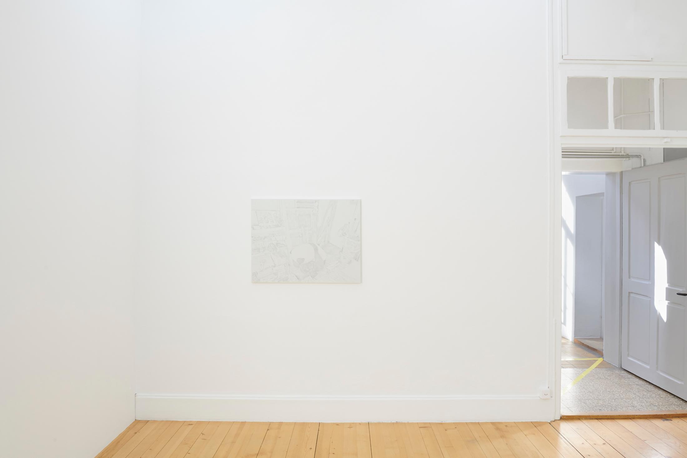 Exhibition View Groupshow «Plattform20; view on Melanie Akeret, Untitled, 2020, Pencils on canvas, 68 × 89cm» at Fri Art, Fribourg, 2020 / Photo: © Guillaume Python / Courtesy: the artists and Fri Art