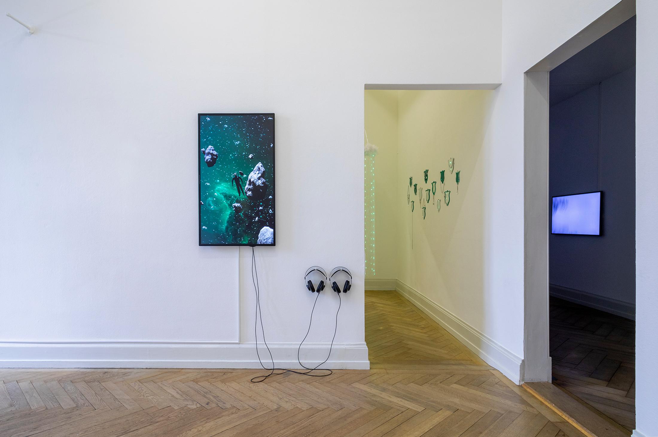 Exhibition View Group Show «Plattform22, view on Elin Gonzalez, Running Up That Hill Chapter 4, 2022» at Kunsthalle Palazzo, Liestal, 2022 / Photo: Guadalupe Ruiz / Courtesy: the artists and Kunsthalle Palazzo