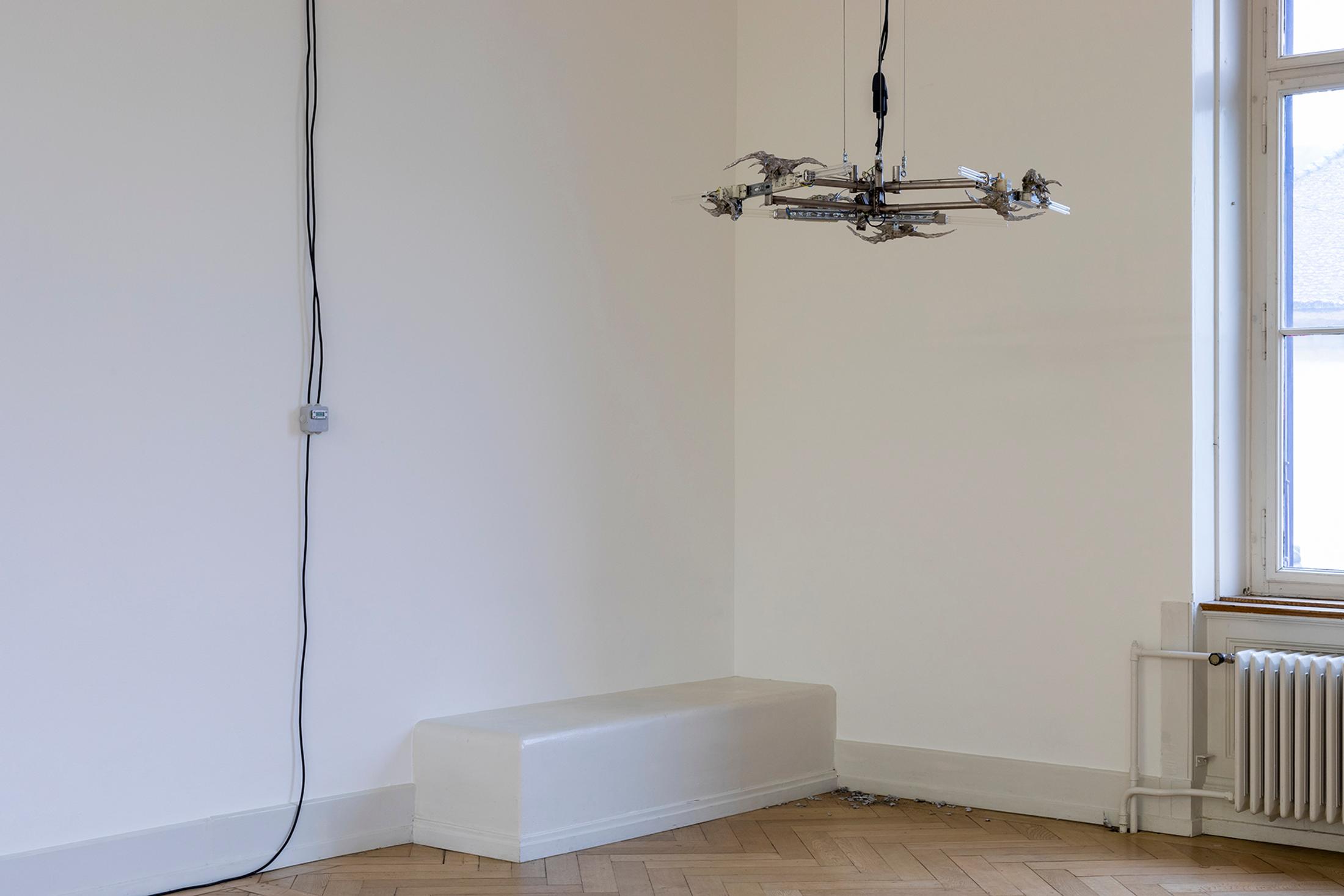 Exhibition View Group Show «Plattform22, view on Lorenzo Lunghi, 15 minutes of invisible light, 2022» at Kunsthalle Palazzo, Liestal, 2022 / Photo: Guadalupe Ruiz / Courtesy: the artists and Kunsthalle Palazzo