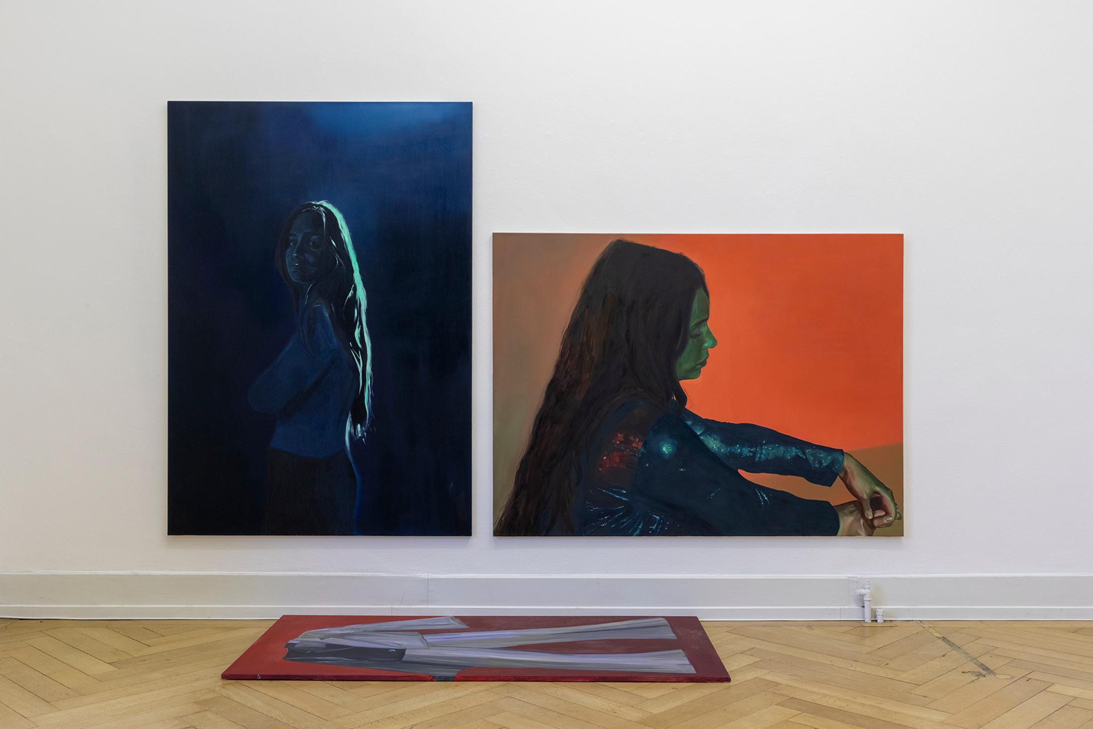 Exhibition View Group Show «Plattform22, view on Mariana Tilly, HITTING IN THE MATERIAL WORLD (I, II, III), 2022» at Kunsthalle Palazzo, Liestal, 2022 / Photo: Guadalupe Ruiz / Courtesy: the artists and Kunsthalle Palazzo