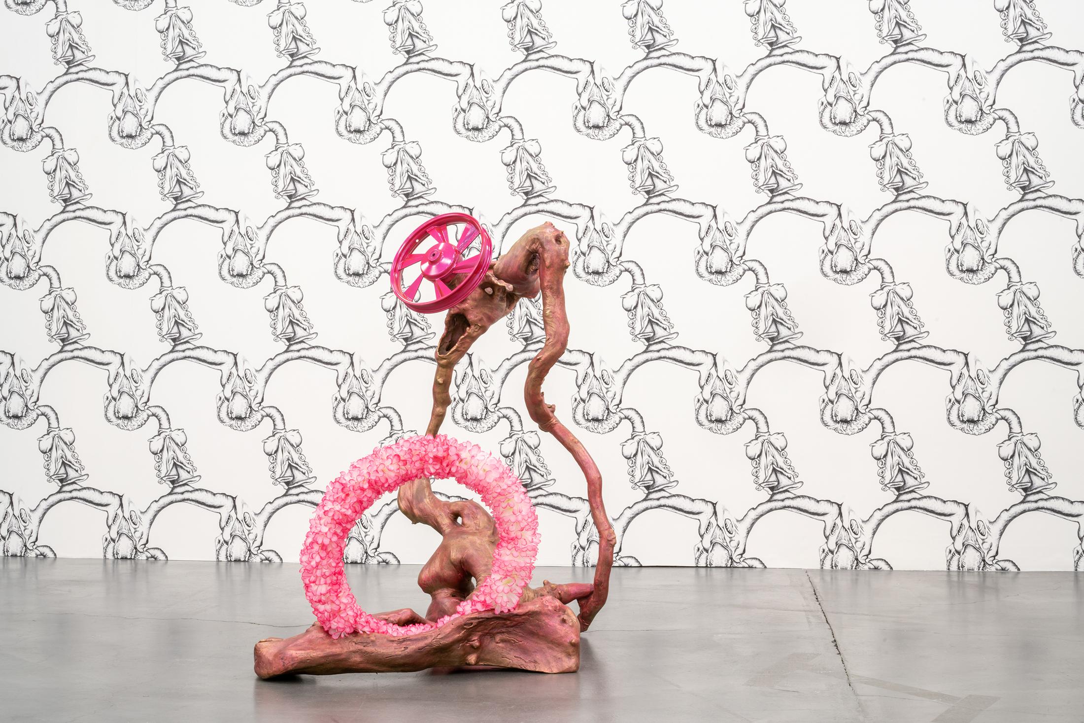 Exhibition View Groupshow «Producing Futures ; view on Juliana Huxtable, Untitled, 2019, (Courtesy the artist and Project Native Informant, London) and Guan Xiao, Enjoyable Relationship, 2017, (Private Collection)» at Migros Museum, Zurich / Photo: Lorenzo Pusterla