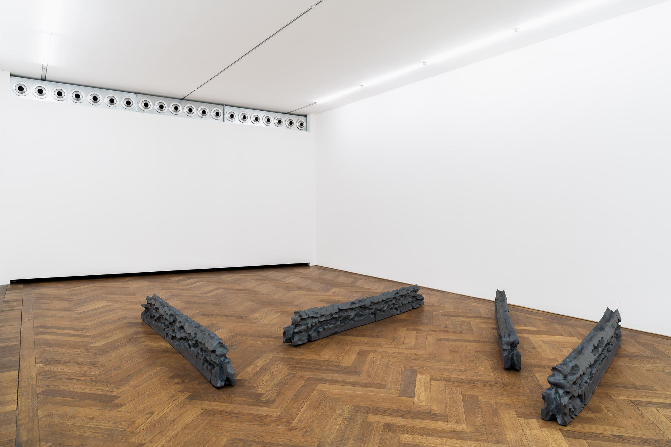 Exhibition View Raphael Hefti Soloshow «Salutary Failures; view on Raphael Hefti, Dr. Sattler: So, what are you thinking? Dr. Grant: We’re out of a job. Dr. Malcom: Don’t you mean extinct?, 2020» at Kunsthalle Basel, Basel, 2020 / Photo: Gunnar Meier / Courtesy: the artist and Kunsthalle Basel