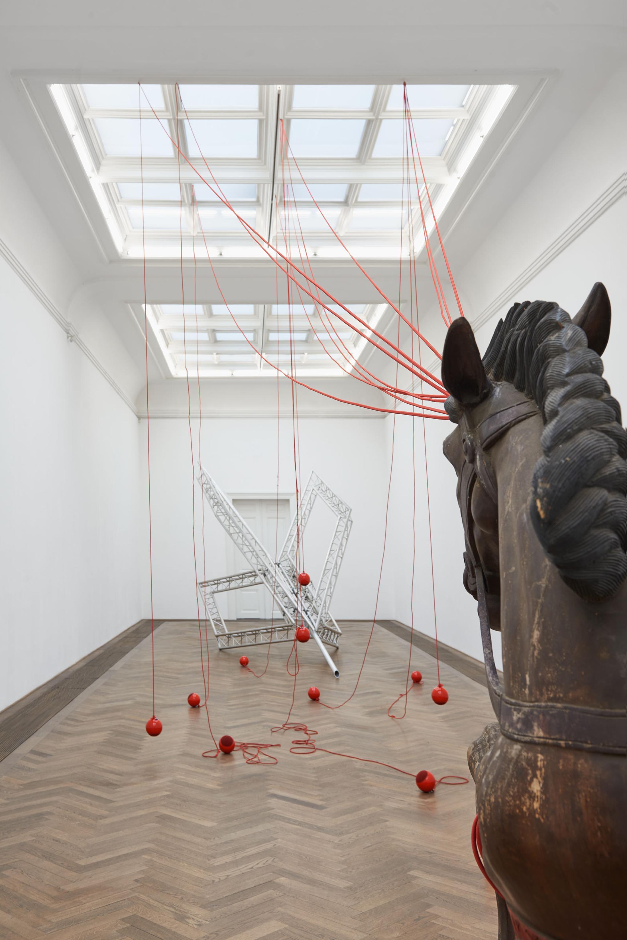 Installation View Raphaela Vogel "Ultranackt – view on Kopfschuss, 2018" at Kunsthalle Basel, 2018 / Photo: Philipp Hänger / Courtesy of the artist; BQ, Berlin; and Galerie Gregor Staiger, Zurich.