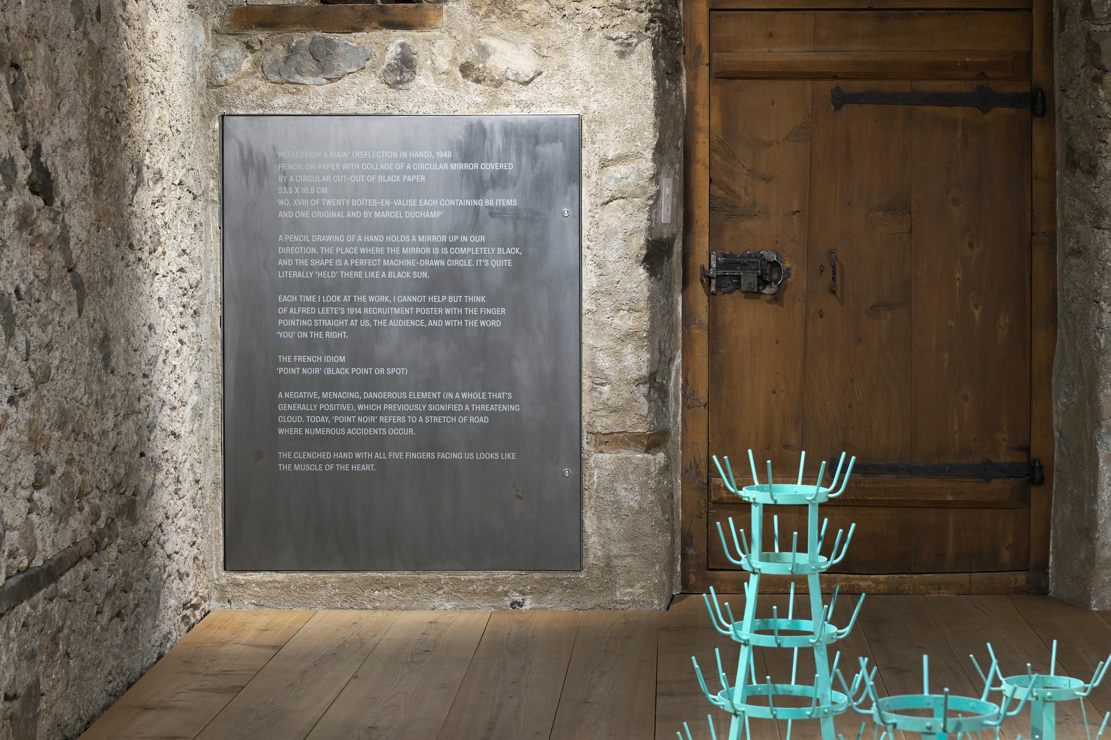 Installation View «REFLECTION about – about REFLECTION» with works by Bethan Huws at Galerie Tschudi, Zuoz / Photo: Ralph Feiner / Courtesy: Galerie Tschudi, Zuoz and the Artist