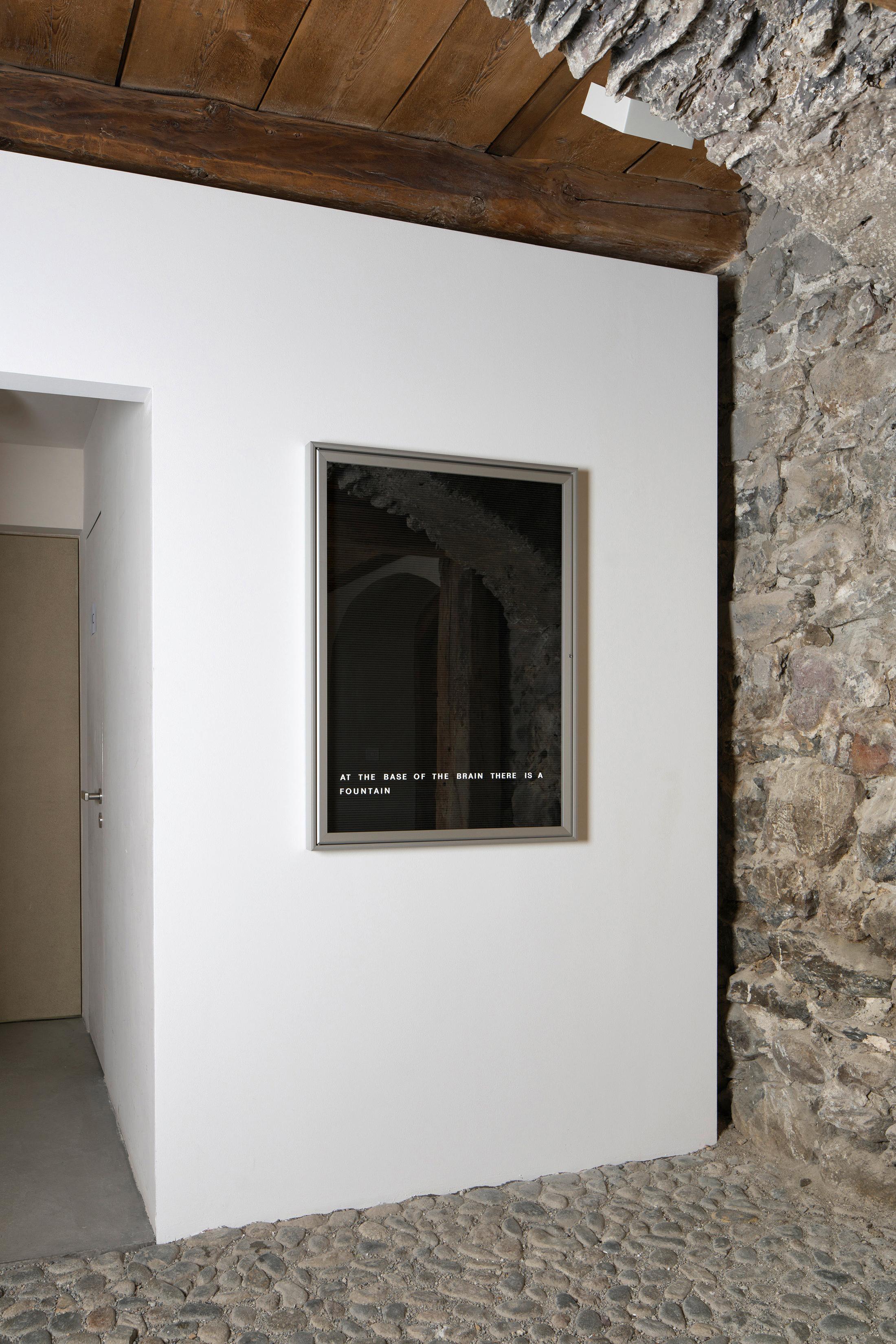 Installation View «REFLECTION about – about REFLECTION» with works by Bethan Huws at Galerie Tschudi, Zuoz / Photo: Ralph Feiner / Courtesy: Galerie Tschudi, Zuoz and the Artist