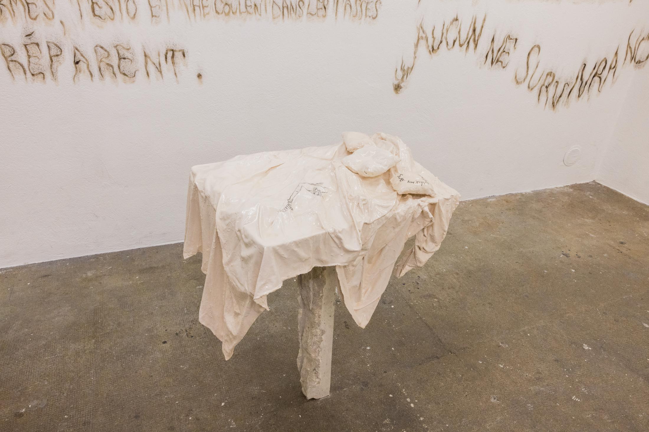 Exhibition View Duo Show «Fusionner nos Ardeurxes; view on Romy Colombe. K, Last night with all of you was soft, 2022» at WallStreet, Fribourg, 2022-2023 / Photo: Julie Folly / Courtesy: the artist and WallStreet