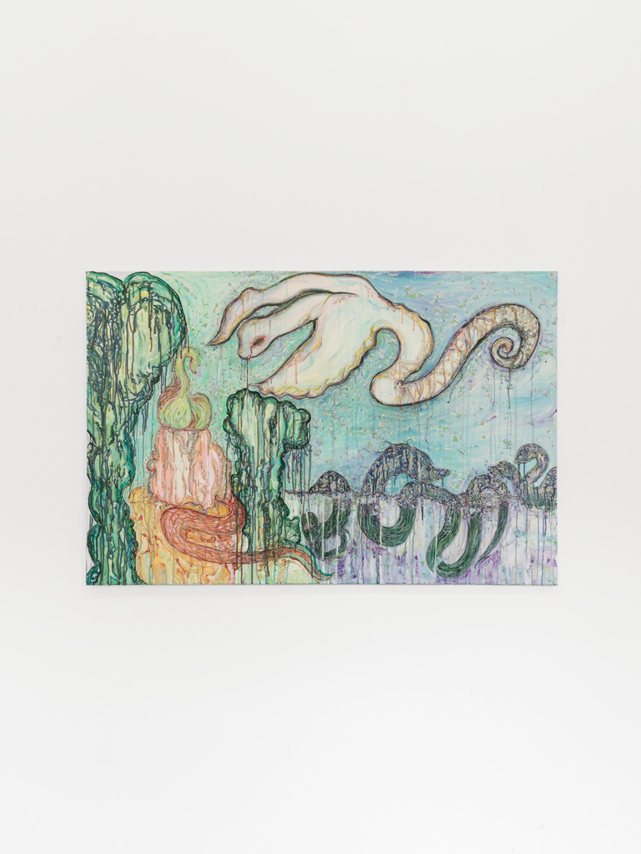 Exhibition View Group Show «Rosaspina; view on Rada Koželj, Leggenda, 2022» at La rada, Locarno, 2022 / Photo: Riccardo Giancola / Courtesy: the artists and La rada