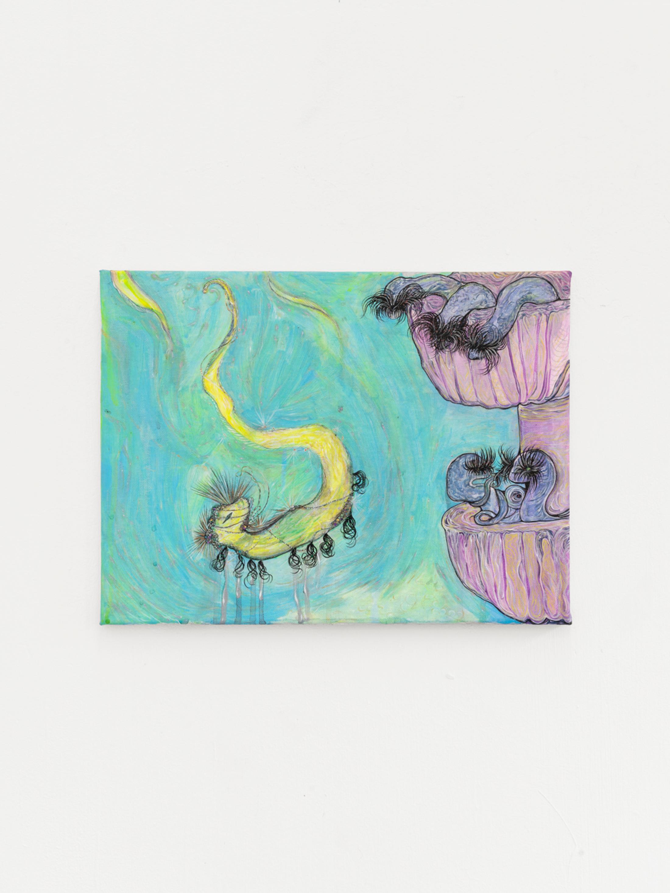 Exhibition View Group Show «Rosaspina; view on Rada Koželj, La ragazza che cade, 2022» at La rada, Locarno, 2022 / Photo: Riccardo Giancola / Courtesy: the artists and La rada