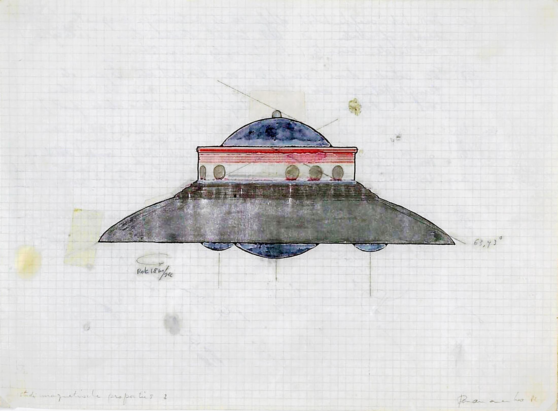 Exhibition View Salvatore Scarpitta and Panamarenko «Dream Maschines; view on Panamarenko, Studie magnetische properties 2, 1982» at Fundaziun Not Vital, Ardez and Castle Tarasp, 2019 / Courtesy: The Deweer Collection, Otegem, Belgium