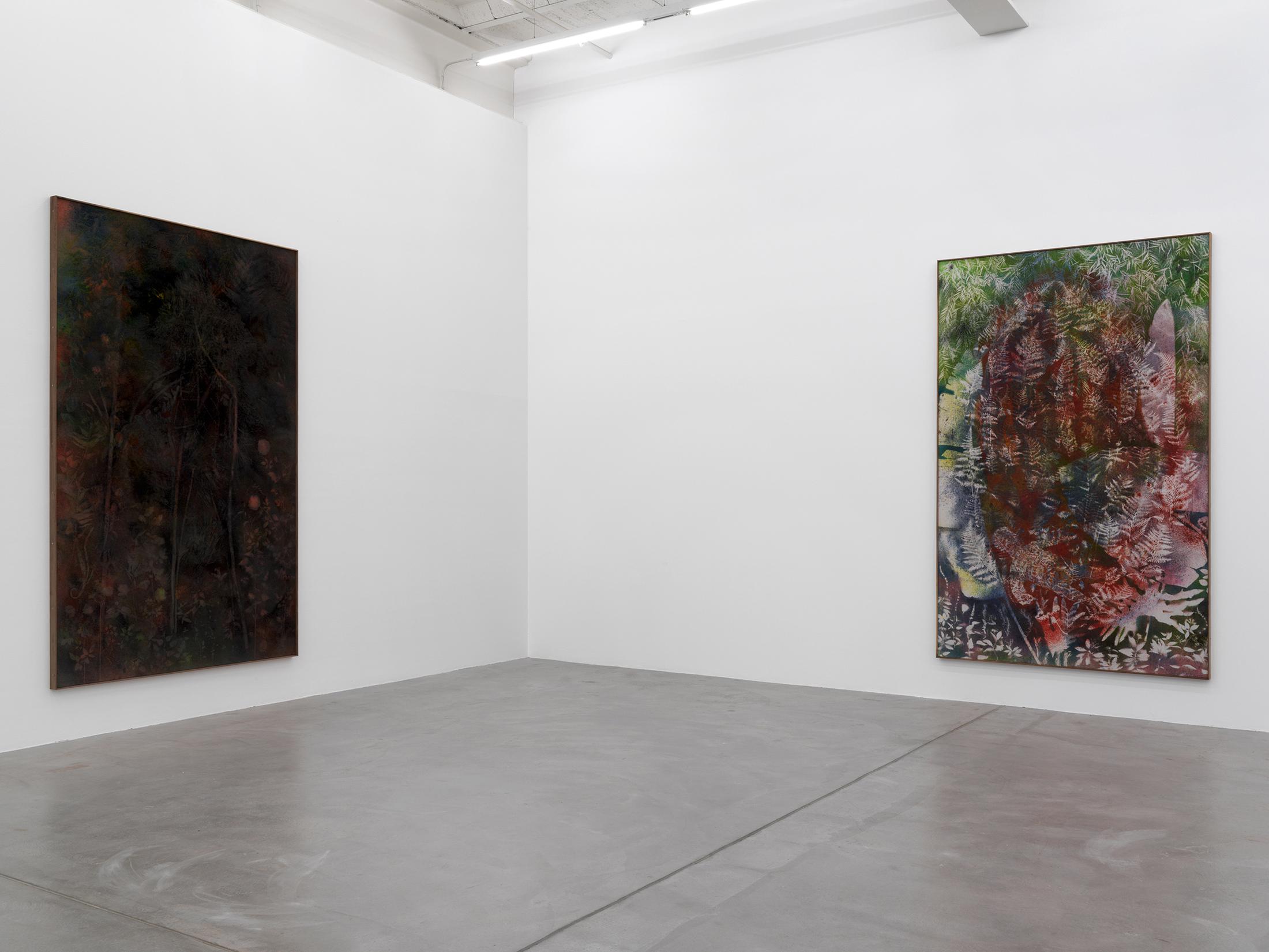 Exhibition View Sam Falls Soloshow at Galerie Eva Presenhuber, Zurich, 2019 / Photo: Stefan Altenburger / © Sam Falls / Courtesy the artist and Galerie Eva Presenhuber, Zurich / New York