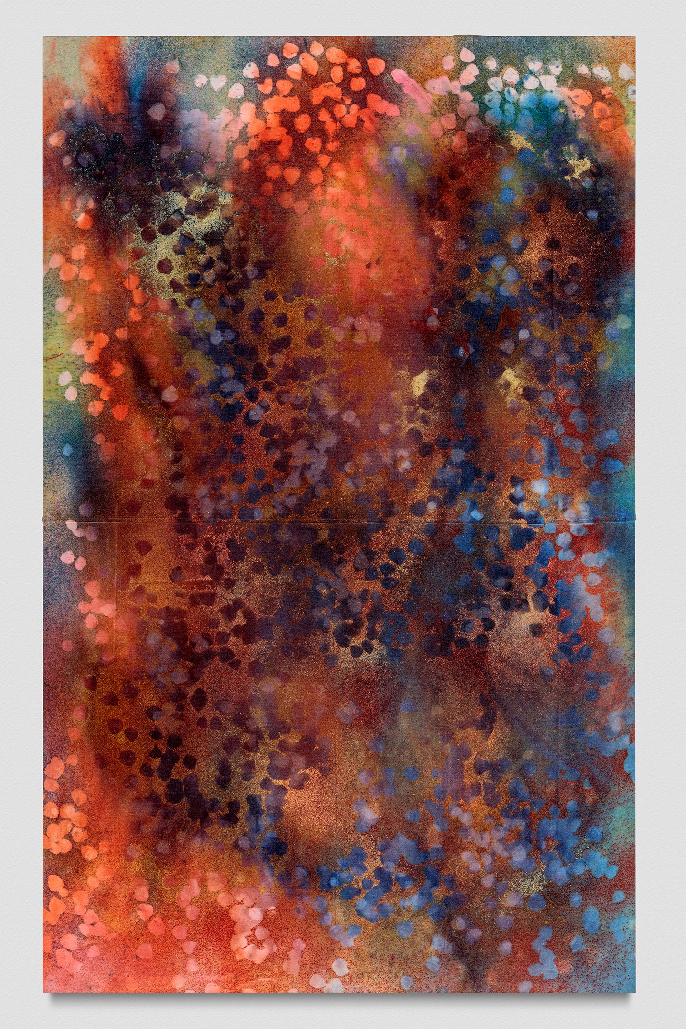 Exhibition View Sam Falls Soloshow (view on Sam Falls, Autumn Ground (aspen trees, 1) 2018) at Galerie Eva Presenhuber, Zurich, 2019 / Photo: Stefan Altenburger / © Sam Falls / Courtesy the artist and Galerie Eva Presenhuber, Zurich / New York