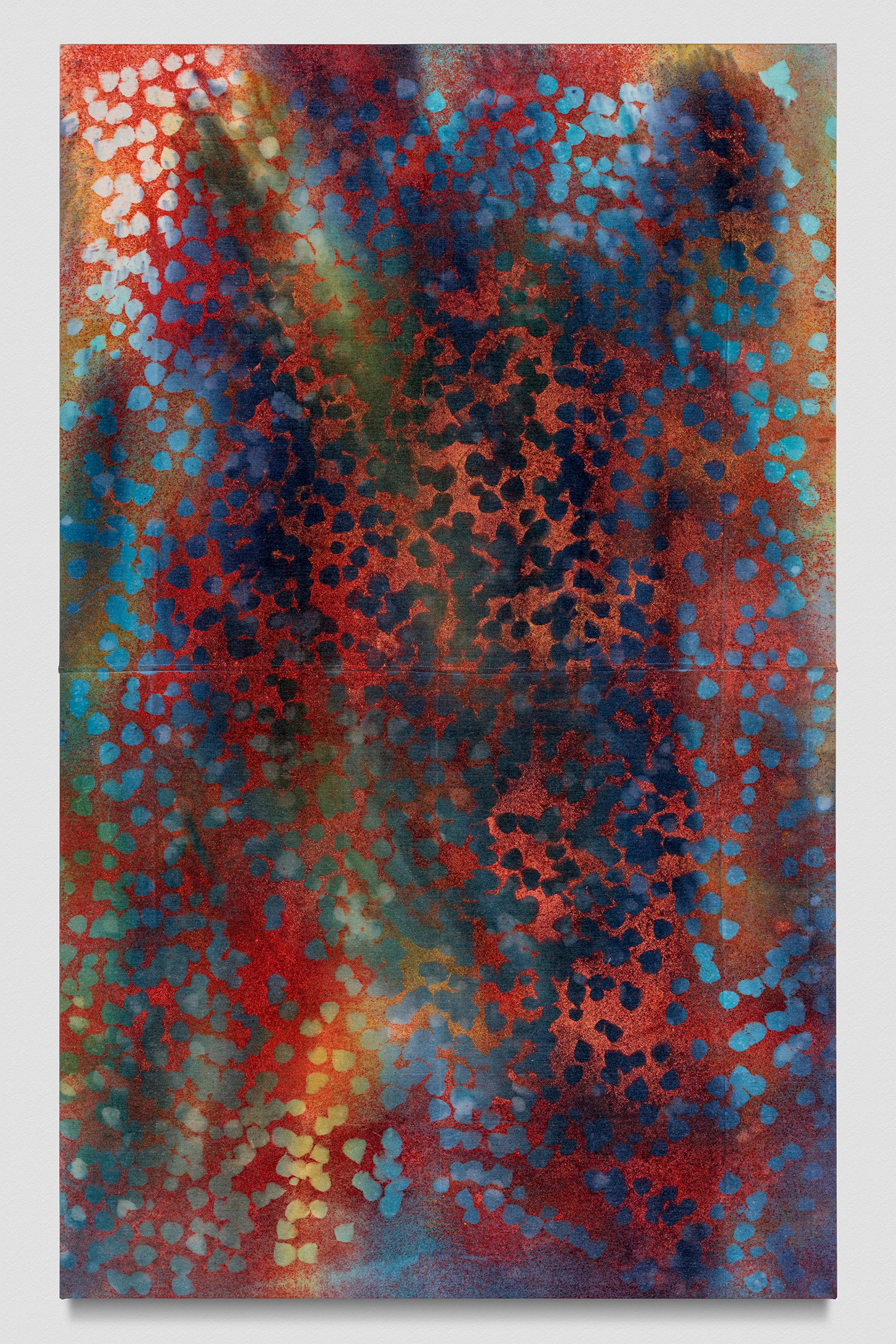 Exhibition View Sam Falls Soloshow (view on Sam Falls, Autumn Ground (aspen trees, 2) 2018) at Galerie Eva Presenhuber, Zurich, 2019 / Photo: Stefan Altenburger / © Sam Falls / Courtesy the artist and Galerie Eva Presenhuber, Zurich / New York