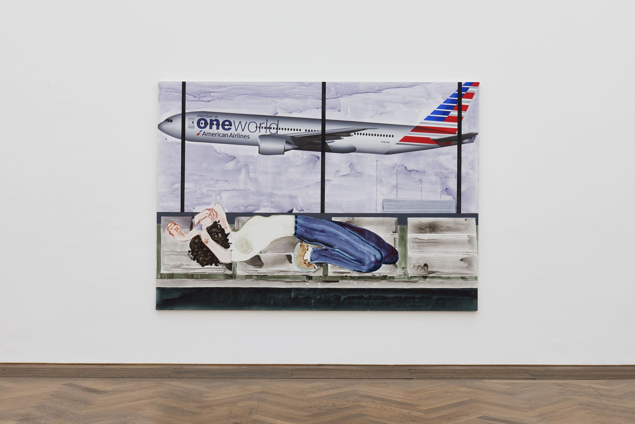 Installation View Sanya Kantarovsky «Disease of the Eyes / view on One World, 2018» at Kunsthalle Basel, 2018. Photo: Philipp Hänger / Courtesy of the artist; Luhring Augustine, New York; Stuart Shave/Modern Art, London; and Tanya Leighton Gallery, Berlin