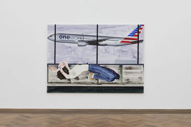 Installation View Sanya Kantarovsky «Disease of the Eyes / view on One World, 2018» at Kunsthalle Basel, 2018. Photo: Philipp Hänger / Courtesy of the artist; Luhring Augustine, New York; Stuart Shave/Modern Art, London; and Tanya Leighton Gallery, Berlin