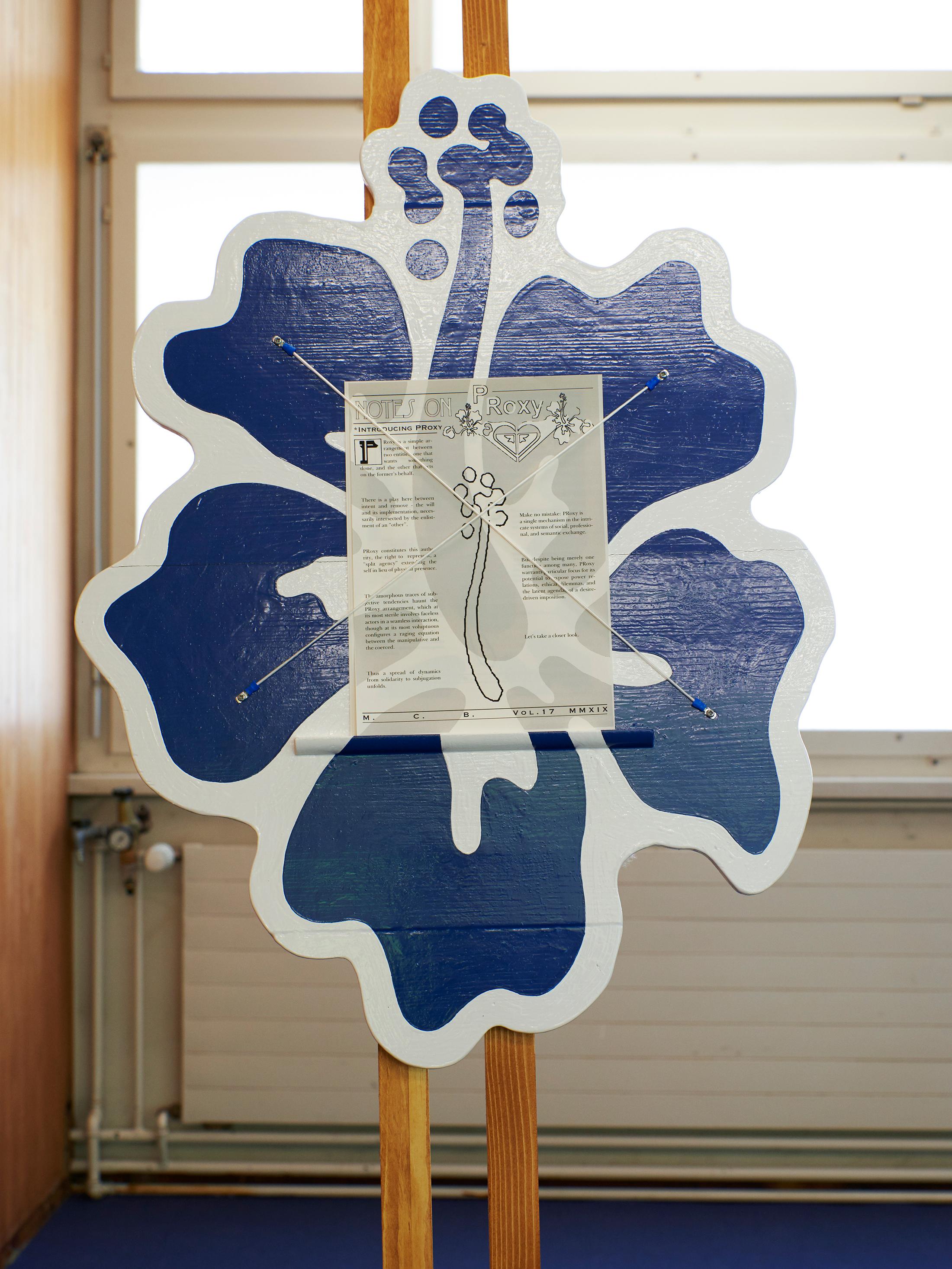 Exhibition View Groupshow «Spiral Arms; view on Thomas Jeppe, Notes on PRoxy (Hibiscus 1, 2, 3, 4), Detail, 2019» at Longtang, Zurich, 2019 / Photo: James Bantone / Courtesy: the artists and Longtang, Zurich