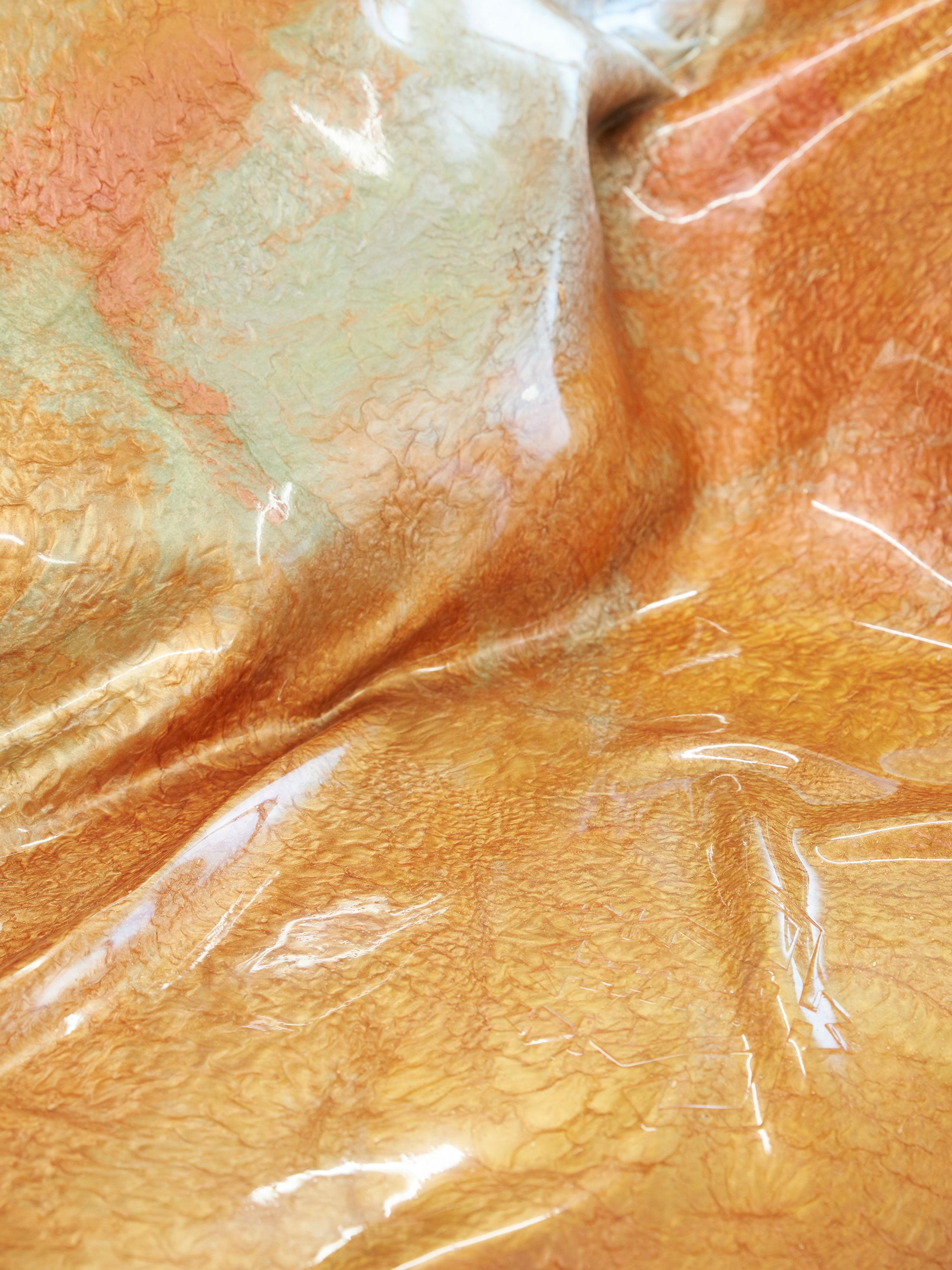 Exhibition View Groupshow «Spiral Arms; view on Ceylan Öztrük, flat dragon, sofa edition, Detail, 2019» at Longtang, Zurich, 2019 / Photo: James Bantone / Courtesy: the artists and Longtang, Zurich