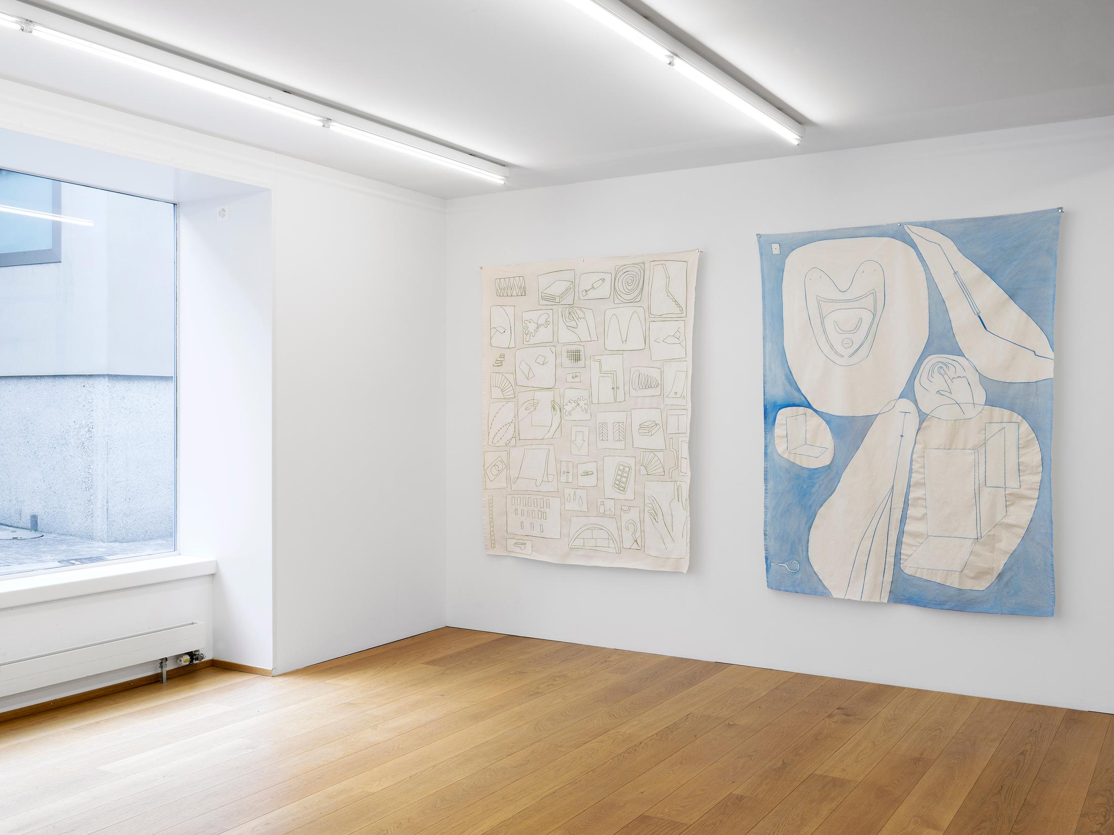 Exhibition View Sarah Lehnerer Solo Show «casting on» at Kirchgasse Gallery, Steckborn, 2022 / Photo: Cedric Mussano / Courtesy: the artist and Kirchgasse Gallery