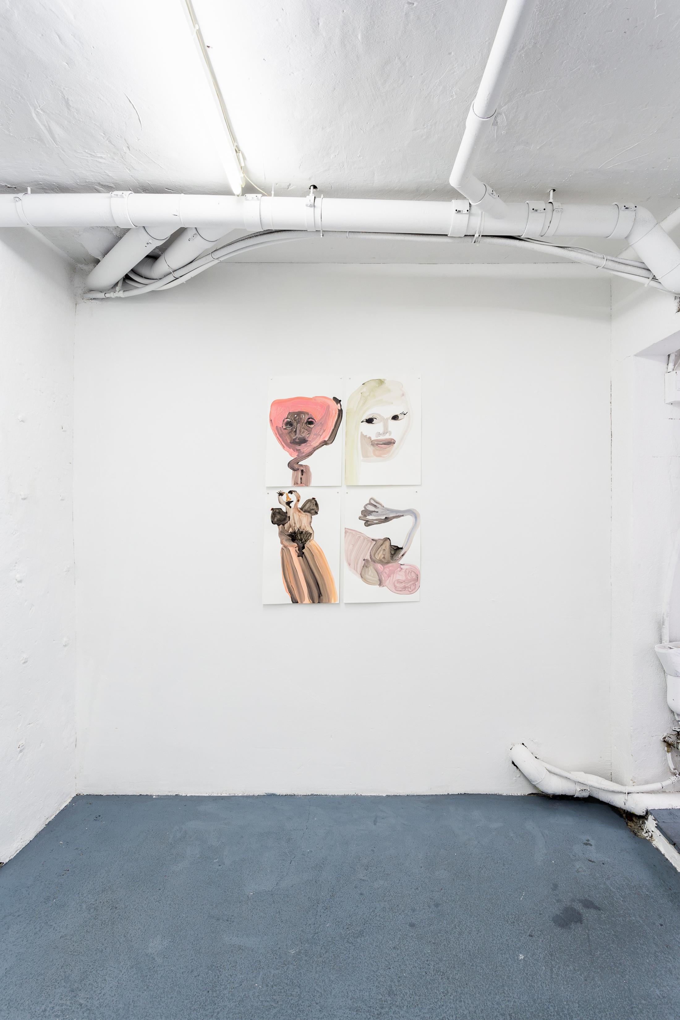 Exhibition View Groupshow «Sarah Margnetti & Megan Rooney ; view on Megan Rooney, Untitled (Old Baggy Root), 2019» at Last Tango, Zurich / Photo: Kilian Bannwart / Courtesy: the artist and Last Tango