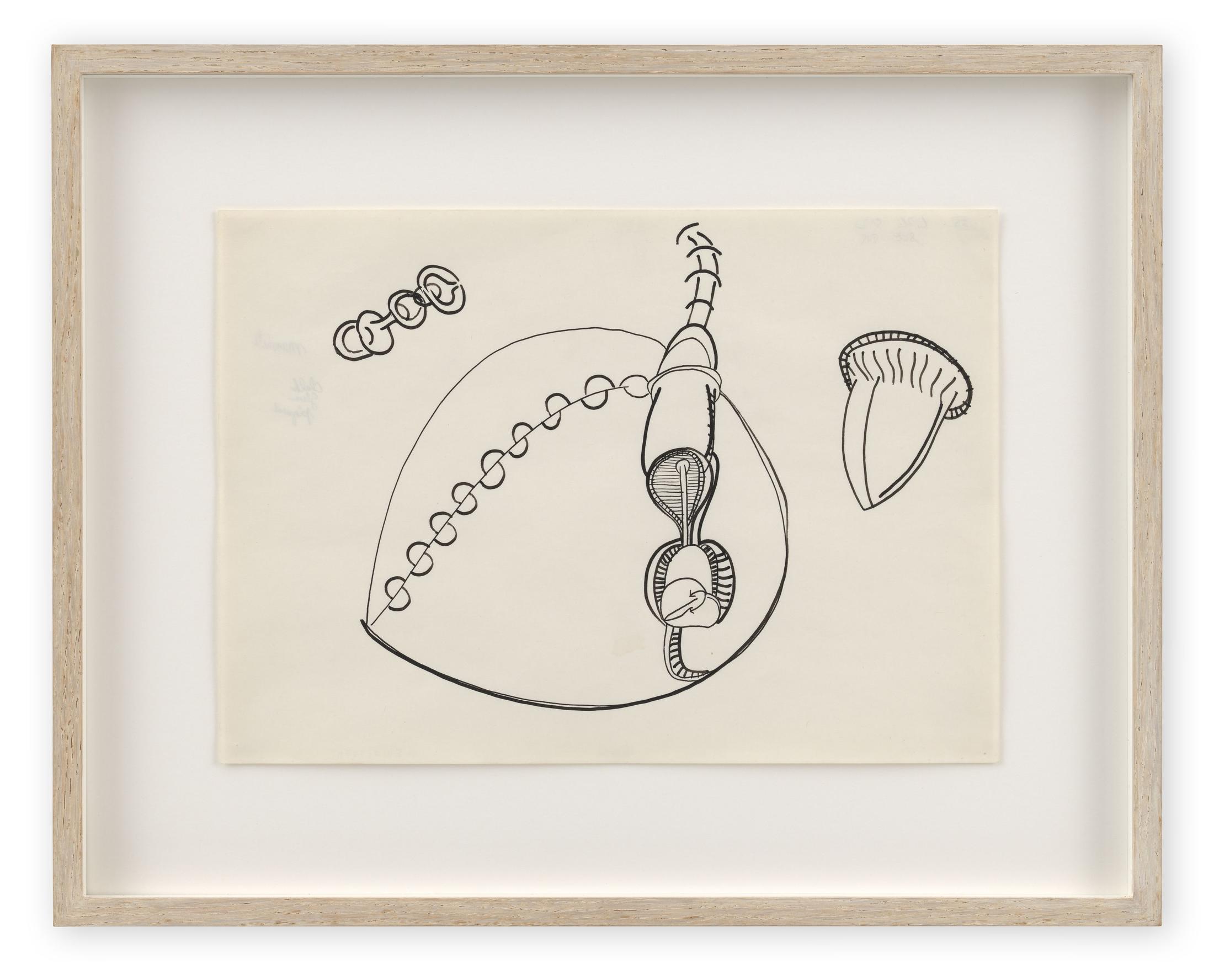 Exhibition View Groupshow «Seeing Touch; view on Eva Hesse, No title, 1965, Ink on paper, 21 x 29.5 cm» at Hauser & Wirth, St. Moritz, 2020 / © The Estate of Eva Hesse / Courtesy: the estate and Hauser & Wirth