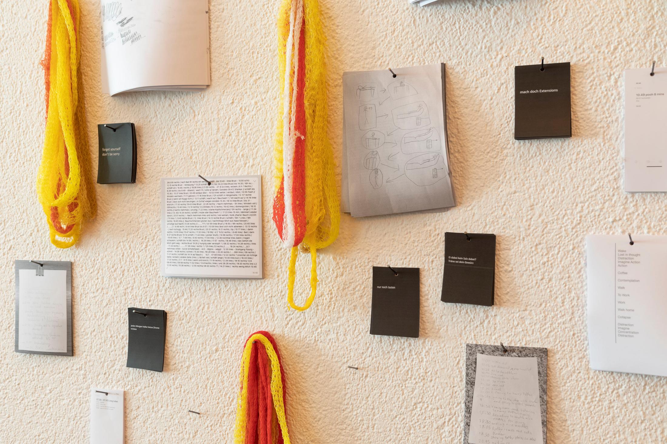 Exhibition View Groupshow «Seemingly Incurable Sensation of Temporal Ambiguity; view on Mein Verein» at KRONE COURONNE, Biel/Bienne, 2021 / Photo: © Michal Florence Schorro / Courtesy: the artists and KRONE COURONNE