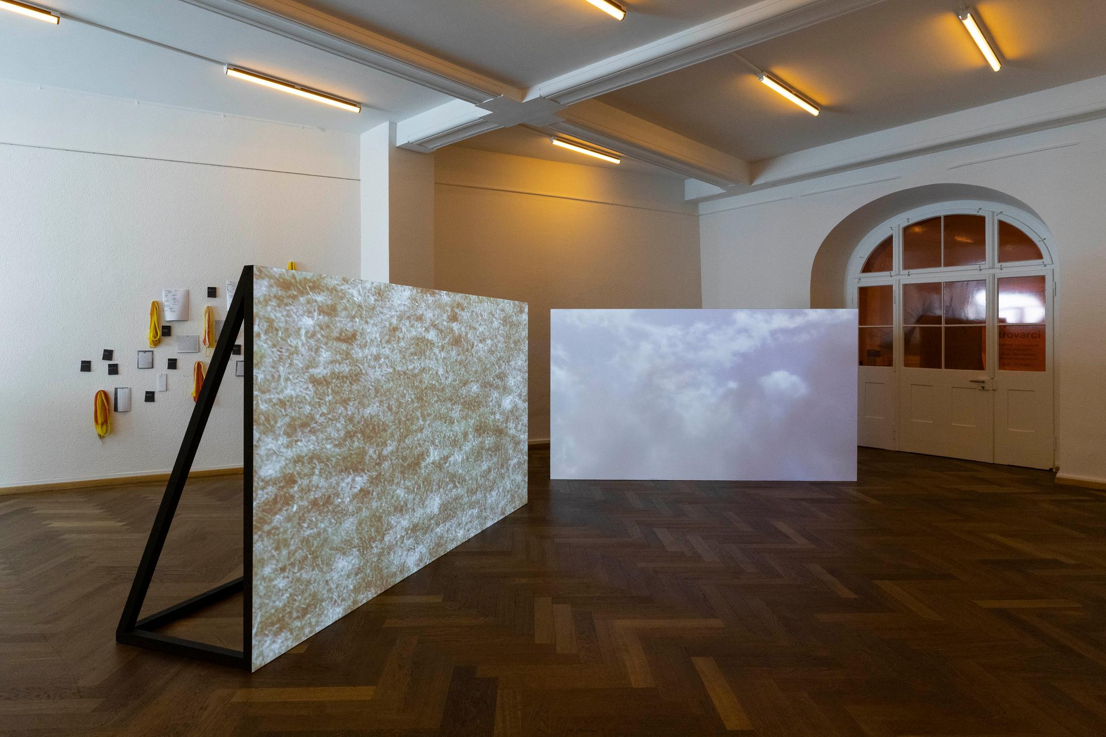 Exhibition View Groupshow «Seemingly Incurable Sensation of Temporal Ambiguity; view on Left to right: Janosch Perler» at KRONE COURONNE, Biel/Bienne, 2021 / Photo: © Michal Florence Schorro / Courtesy: the artists and KRONE COURONNE