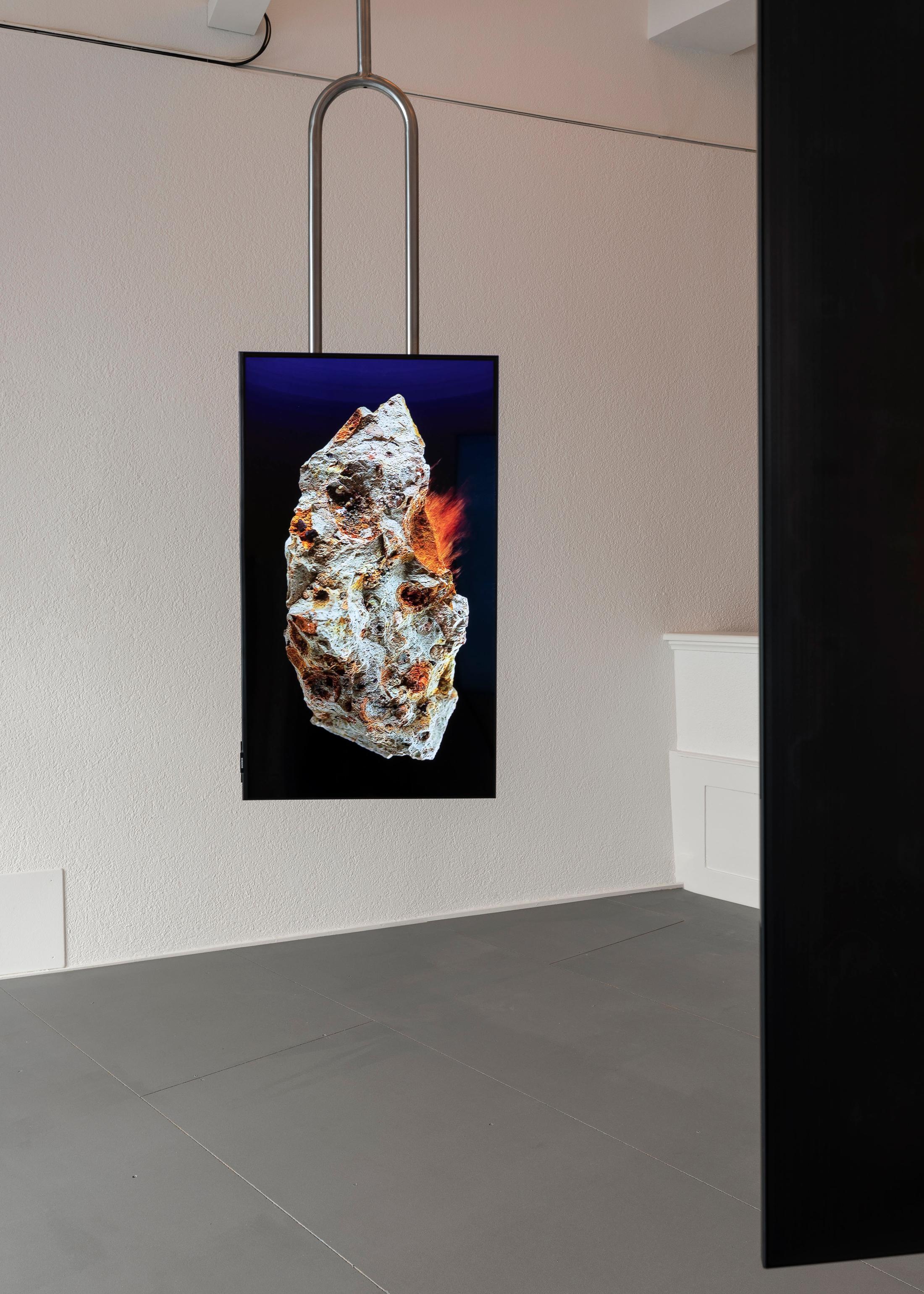 Exhibition View Groupshow «Seemingly Incurable Sensation of Temporal Ambiguity; view on Lithic Alliance (detail installation)» at KRONE COURONNE, Biel/Bienne, 2021 / Photo: © Michal Florence Schorro / Courtesy: the artists and KRONE COURONNE