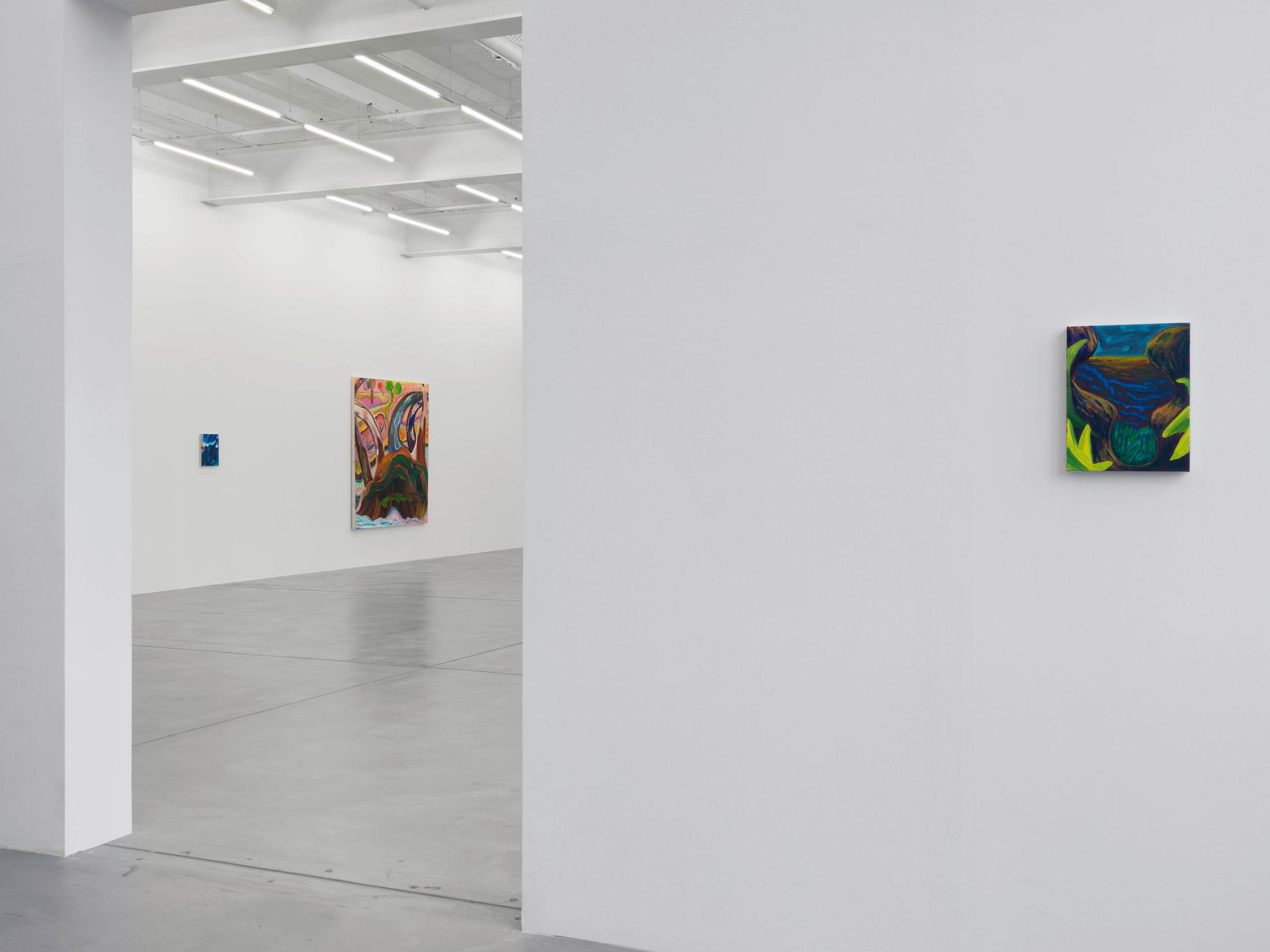 Exhibition View Shara Hughes «Don’t Hold Your Breath» at Galerie Eva Presenhuber, Zurich / Photo: Stefan Altenburger / Courtesy the artist and Galerie Eva Presenhuber