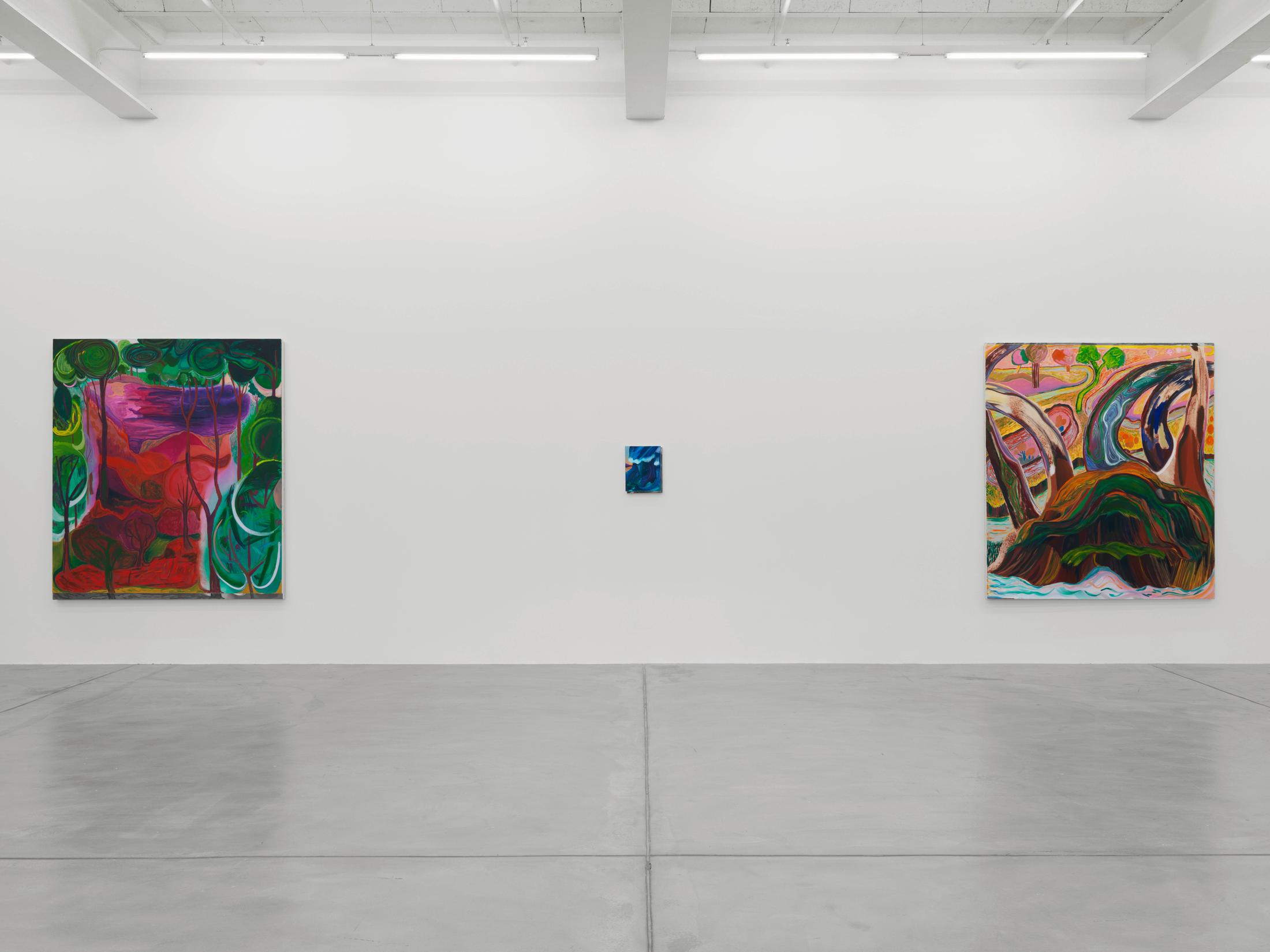 Exhibition View Shara Hughes «Don’t Hold Your Breath» at Galerie Eva Presenhuber, Zurich / Photo: Stefan Altenburger / Courtesy the artist and Galerie Eva Presenhuber