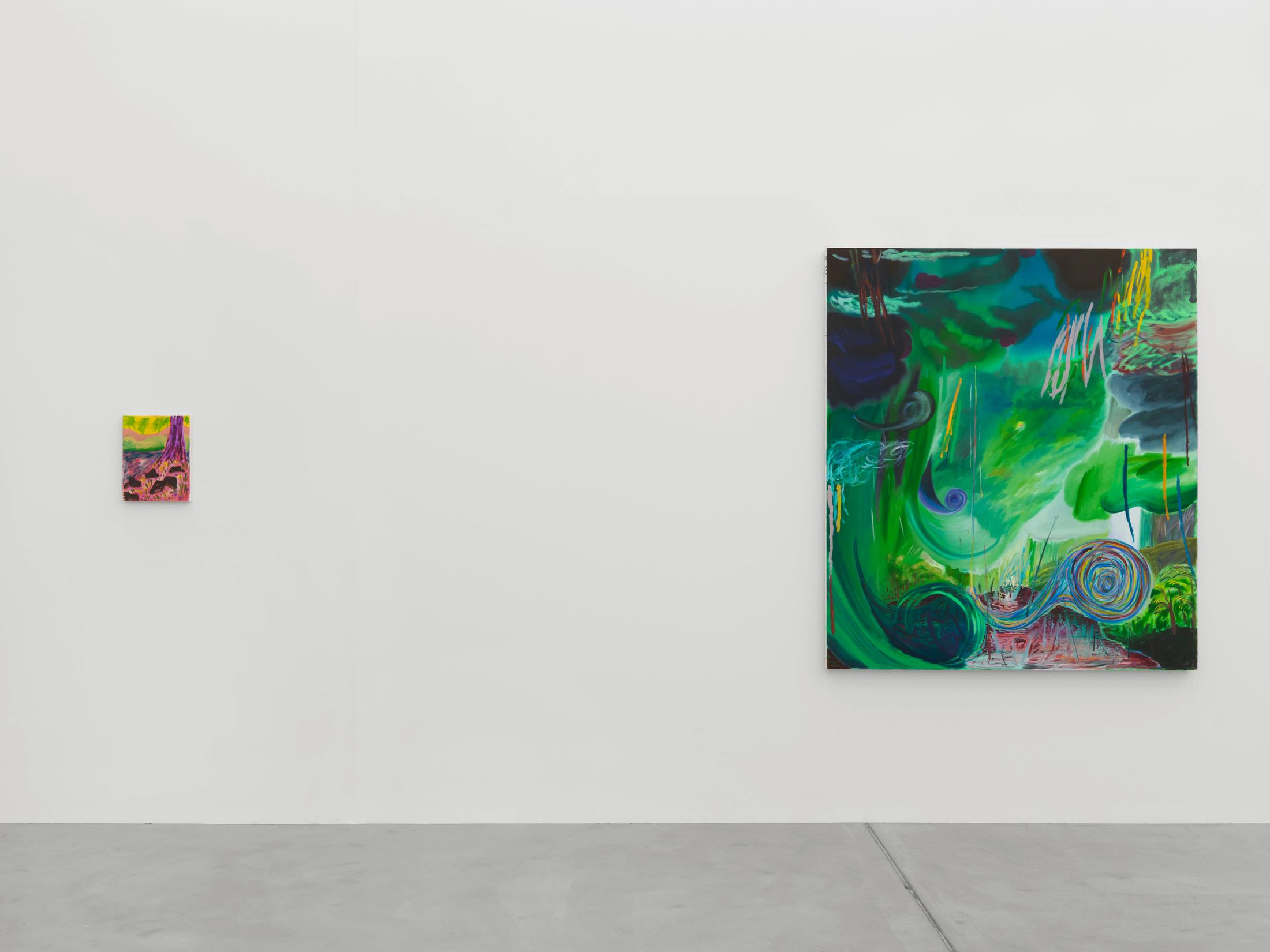 Exhibition View Shara Hughes «Don’t Hold Your Breath» at Galerie Eva Presenhuber, Zurich / Photo: Stefan Altenburger / Courtesy the artist and Galerie Eva Presenhuber