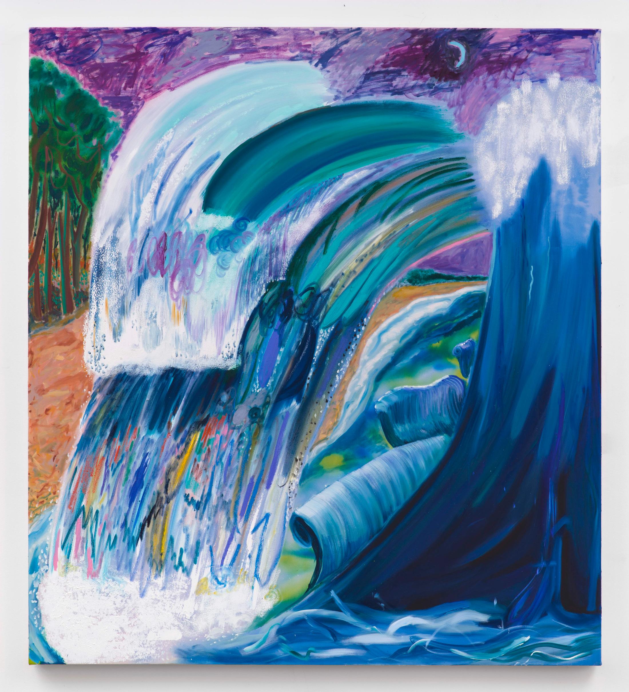 Exhibition View Shara Hughes «Don’t Hold Your Breath / view on At The Break, 2018» at Galerie Eva Presenhuber, Zurich / Photo: Stefan Altenburger / Courtesy the artist and Galerie Eva Presenhuber