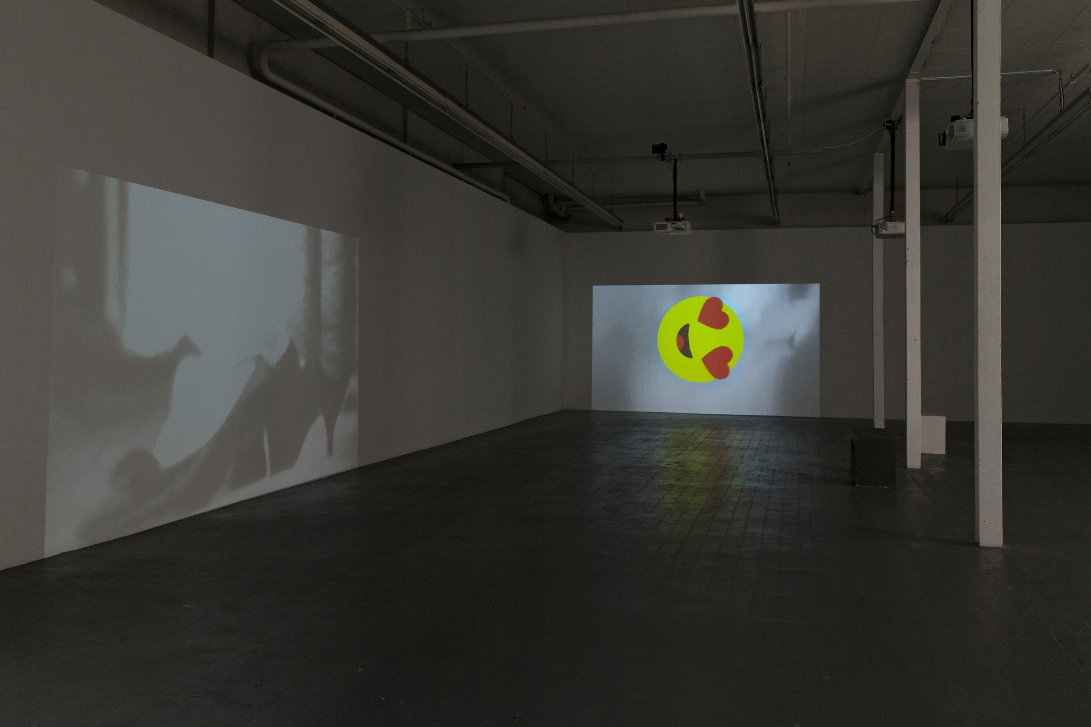 Exhibition View Sharif Waked Solo Show «Halftones; view on Sharif Waked, Just A Moment No. 4 (Away From You), 2011; Just A Moment No. 17 (Smiley), 2016» at Kunsthaus Baselland, Muttenz, Basel, 2020 / Photo: Gina Folly / Courtesy: the artist