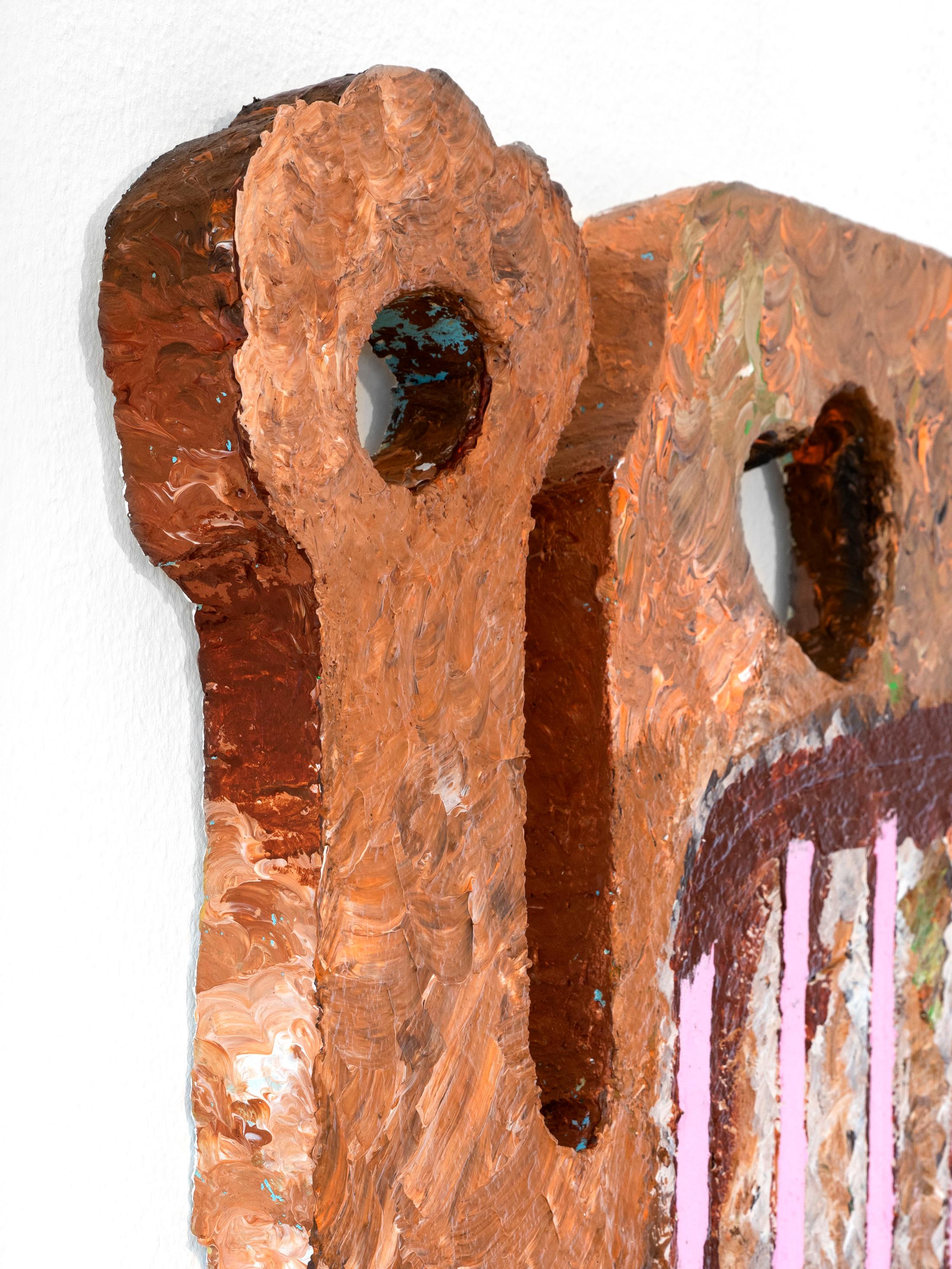 Exhibition View Shuang Li Solo Show «Among Us; view on Shuang Li, Bubu, 2021, acrylic on foam, 85 x 50 cm, (detail)» at Cherish, Geneva, 2021 / Photo: James Bantone / Courtesy: the artist and Cherish