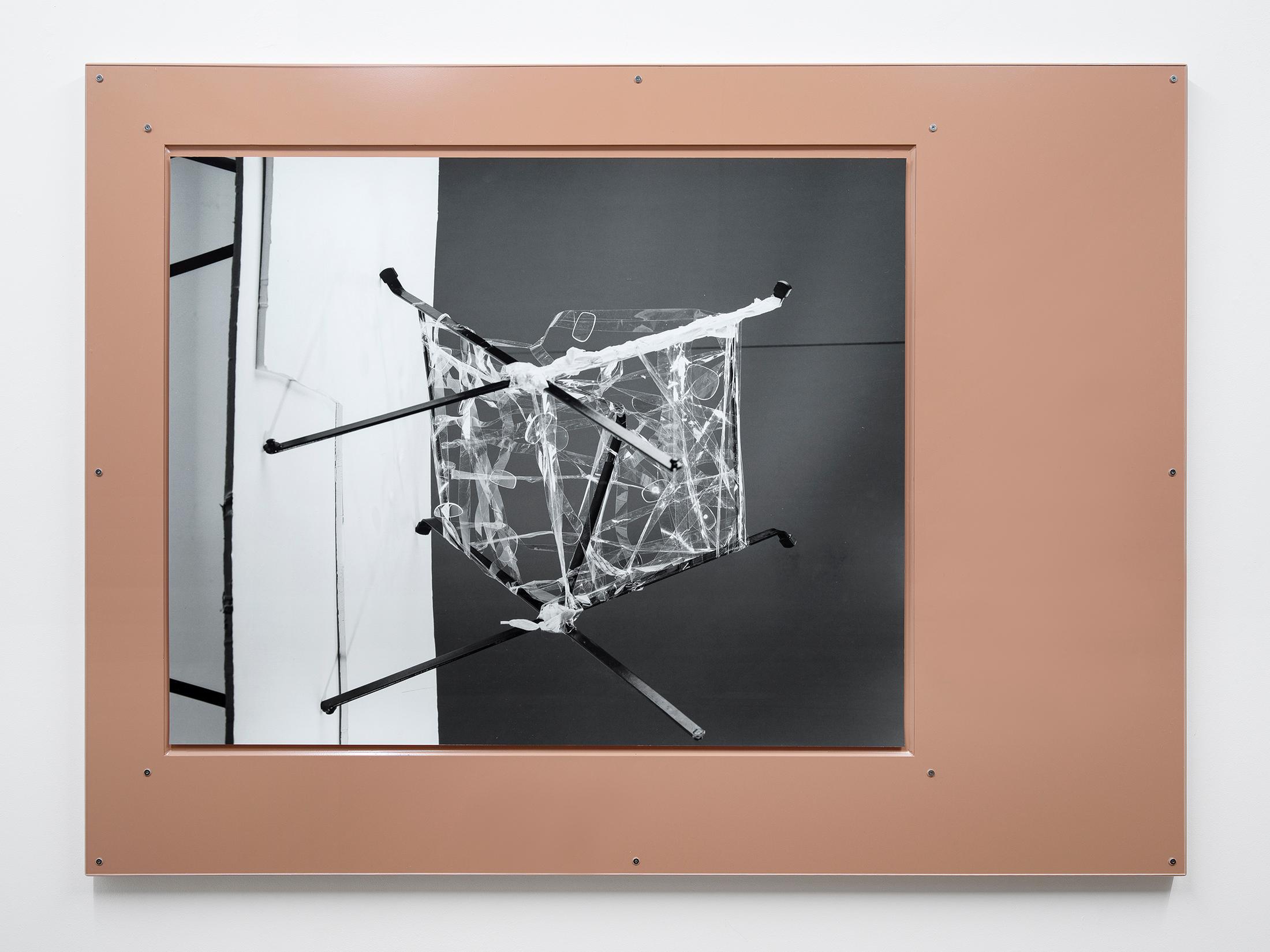 Exhibition View Stefan Burger Solo Show «Softbox; view on Stefan Burger, Nullification, Gelatin silver print, Lacquered steel plate, Acrylic glass, 2023» at Kirchgasse Gallery, Steckborn, 2023 / Photo: Cedric Mussano / Courtesy: the artist and Kirchgasse Gallery