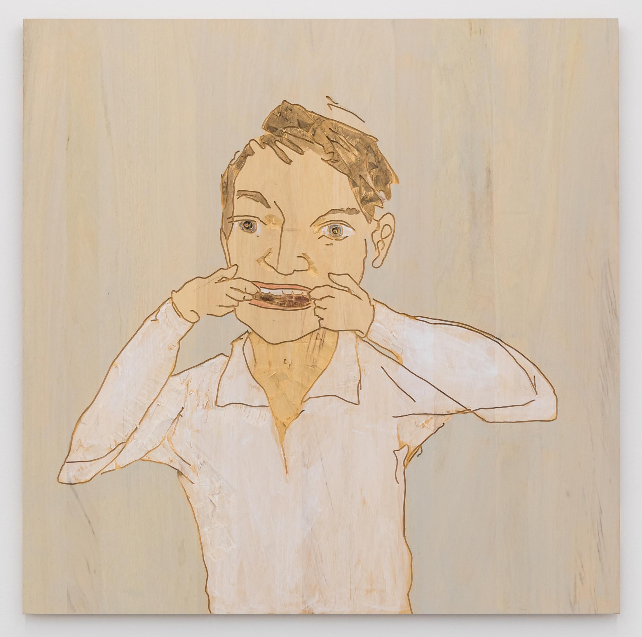 Exhibition View Stephan Balkenhol Soloshow (view on Grimace, 2019) at Mai 36, Zurich, 2019 / Courtesy: the artist and Mai 36